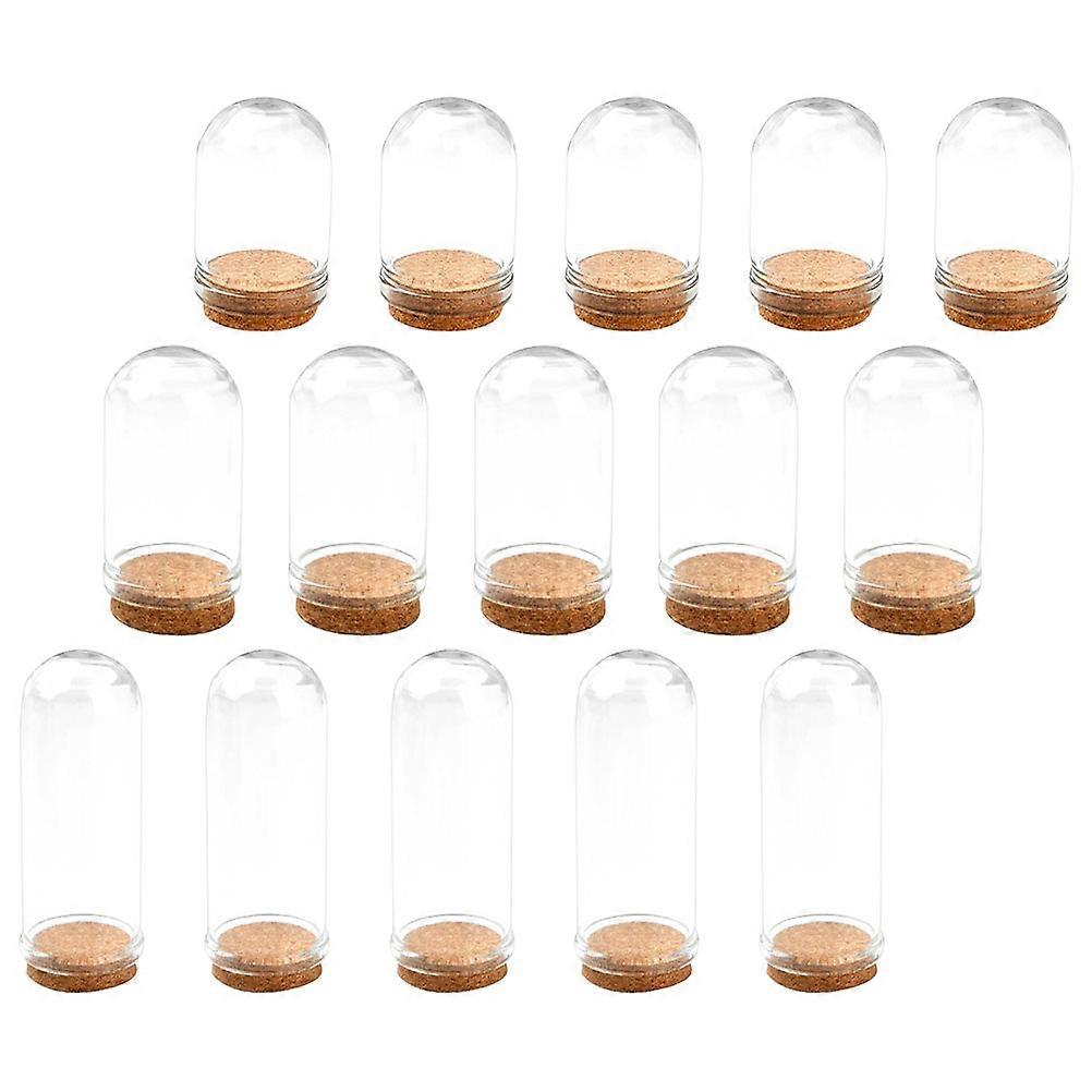 Mini Glass Dome with Wood Base for Home Decor Dustproof Clear Display Case for Collectibles 15pcs