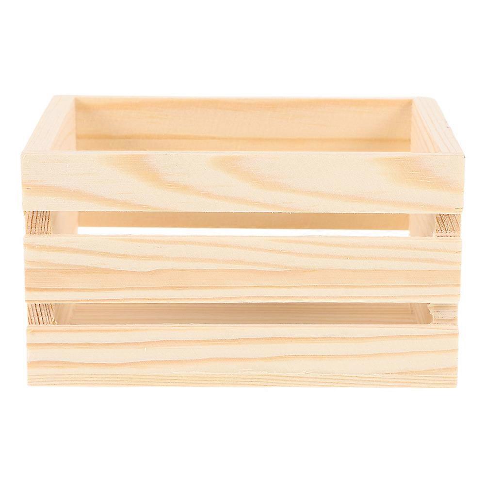 Miniature Wooden Crate Basket for Dollhouse Medium Pine Storage Box Versatile Organizer for Fairy Garden Figurine Display and Desktop Storage Elegant