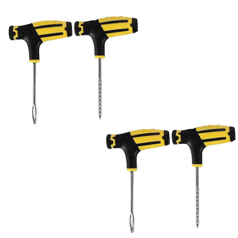 Tire Service Kit 4 Pcs Studding Tool Set For Drivers Yellow Color Emergency Tire Repair Garage Facility