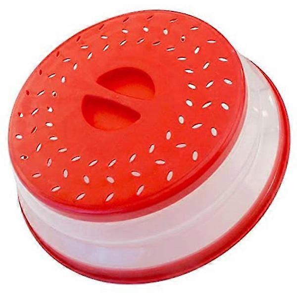 Collapsible Microwave Cover with Handle, High Temperature Splash Guard - Red
