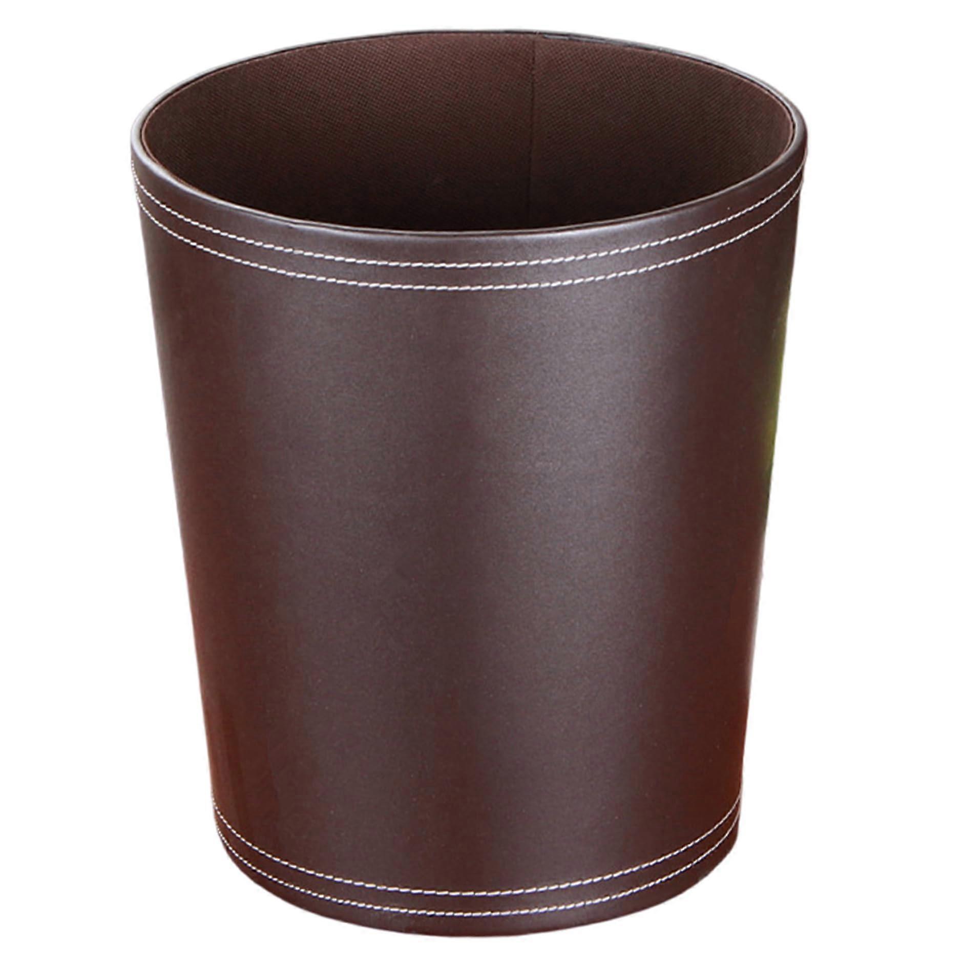Round trash can, 7.9x11 inches, 7L large capacity leather waterproof office trash can, multifunctional waste bin for home, office round, round.