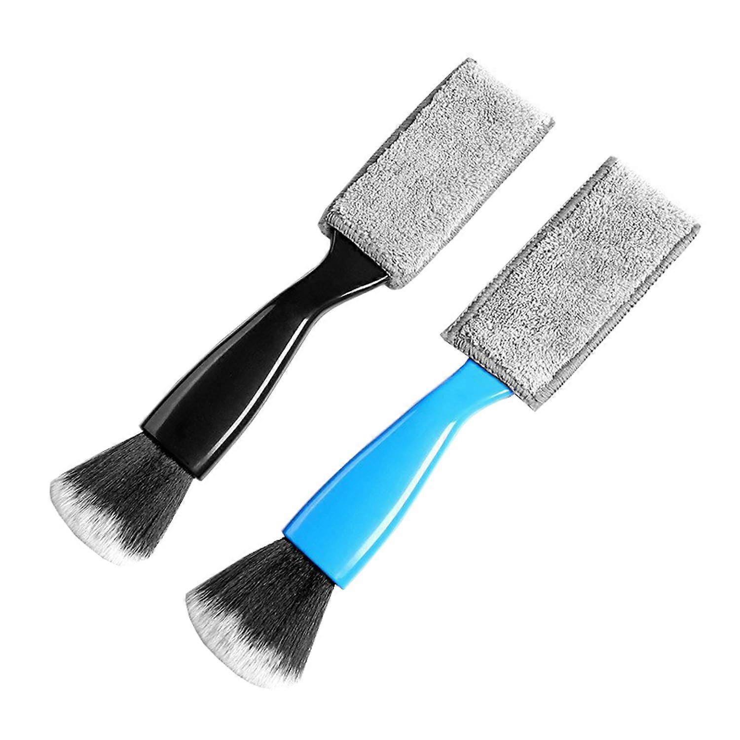 Auto Interior Cleaning Brush Double-Head Dust Brush Soft Bristle Cleaning Brush Multi-Purpose 2-Pack