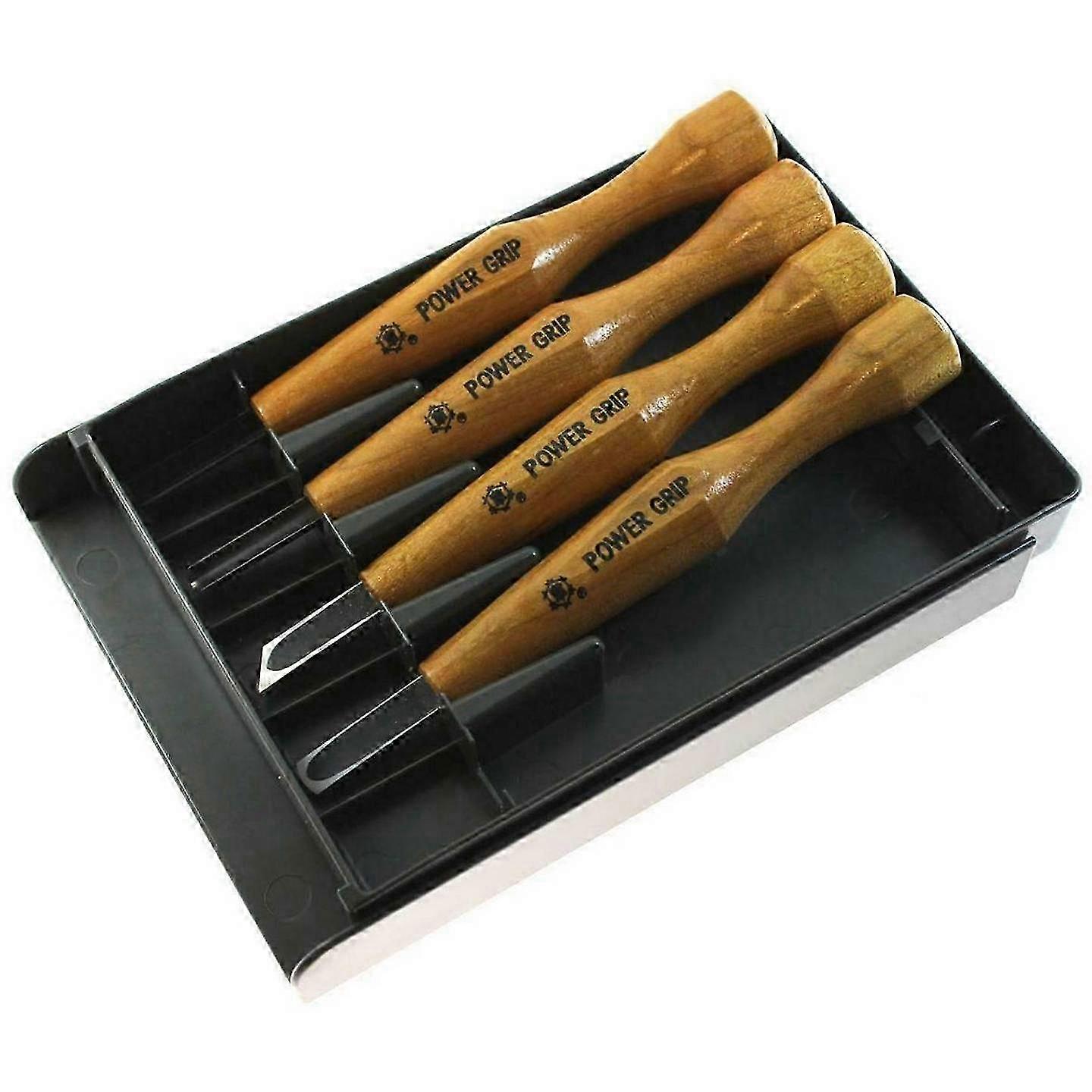 2025 Mikisyo 4pcs Power Grip Wood Carving Tool Kit U V Gouge Chisel Set Left Handed