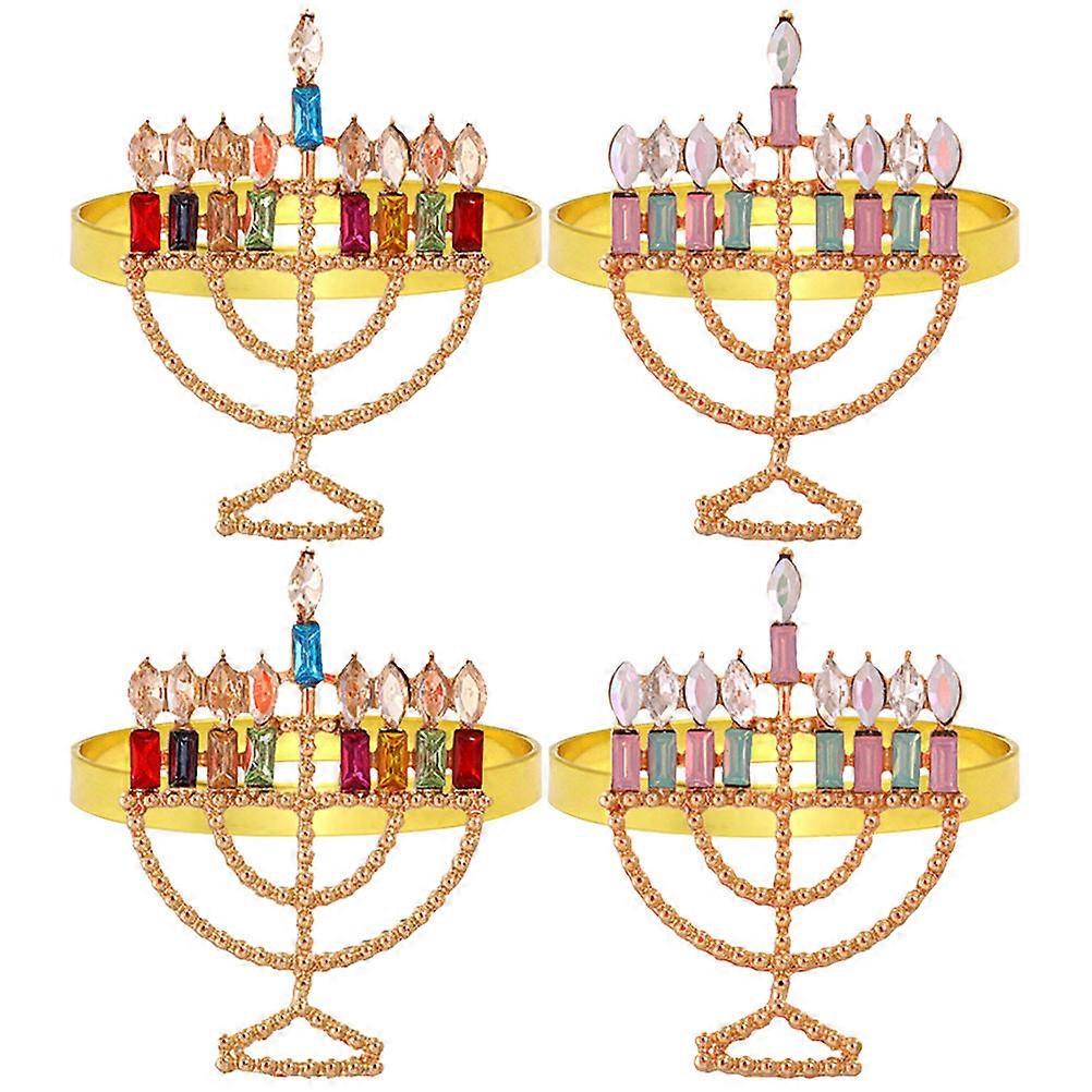 Hanukkah Napkin Ring Decorative Serviette Buckles for Party Table Setting Reusable Alloy Assorted Color