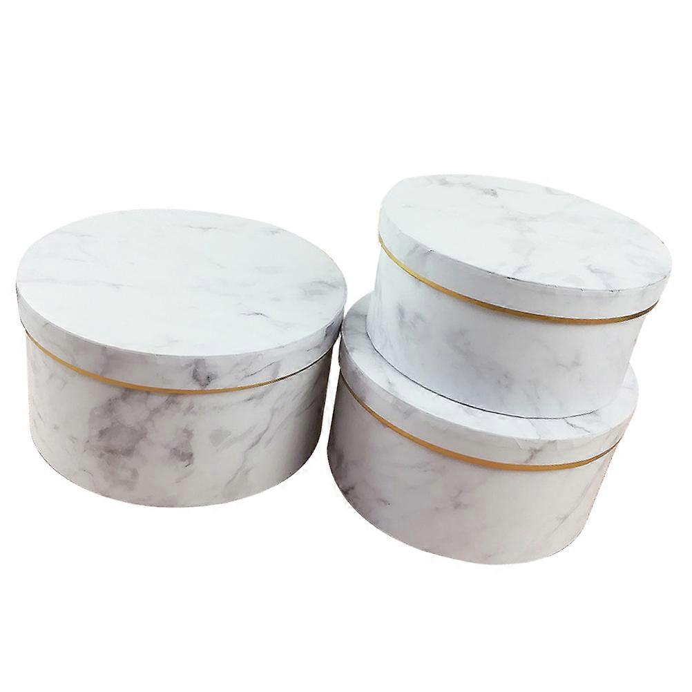 White Round Flower Boxes for Storage Simple Design Cylinder Paper Boxes 3 Pieces