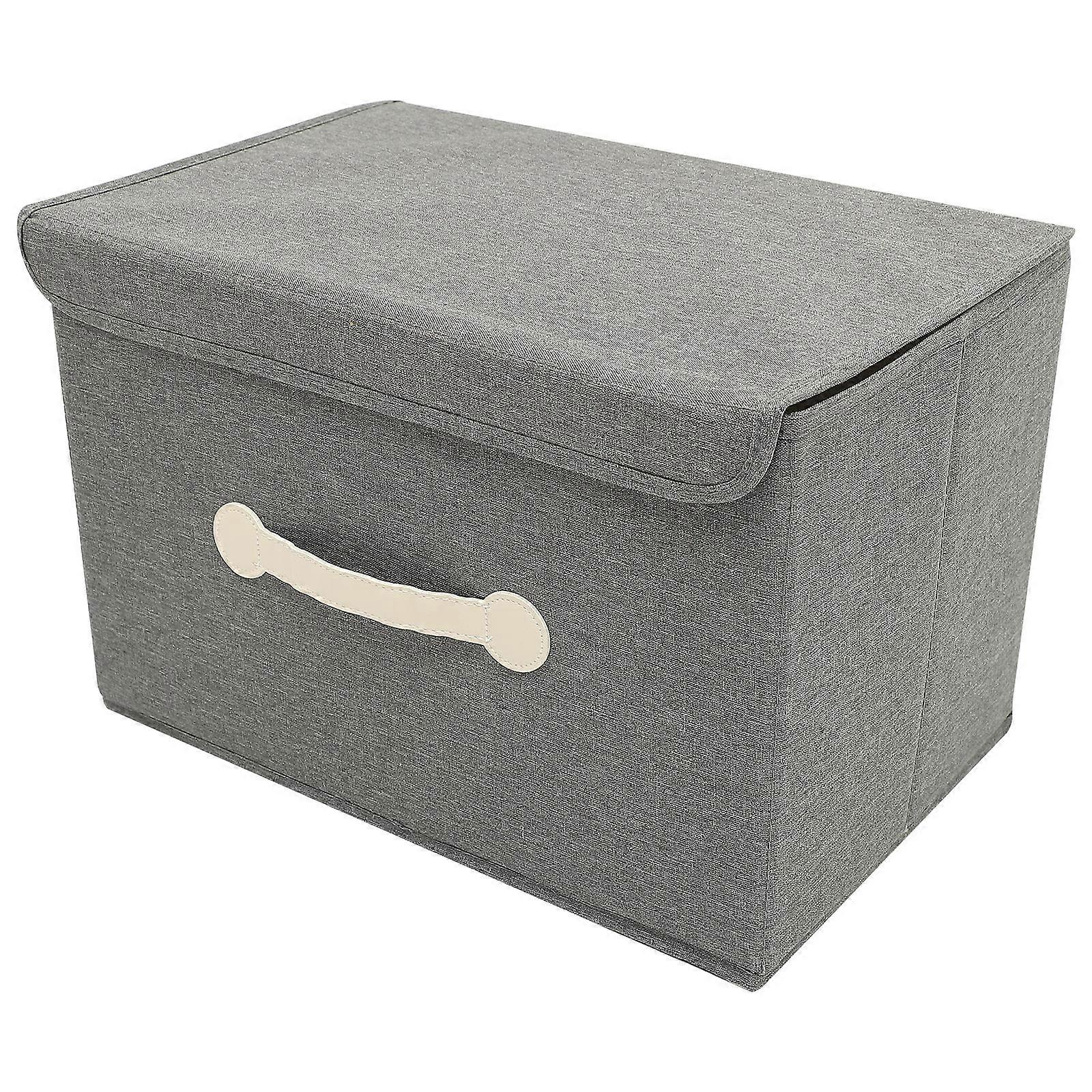 Grey Cloth Folding Storage Box for Blankets Clothes and Sundries Organizing Multifunctional 12.5 x 8.5 x 9.5 inches