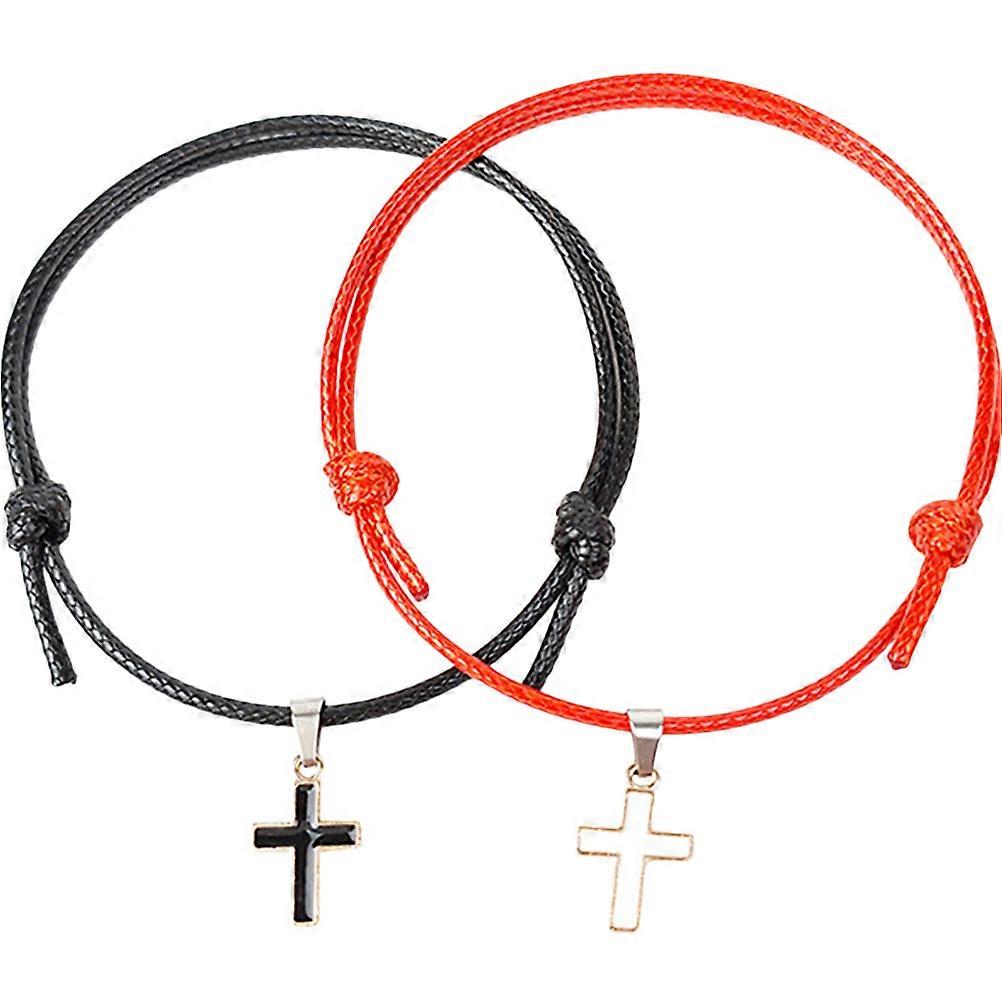 1 Pair Cross Wax Cord Bracelets for Couples Wristbands Promise and
