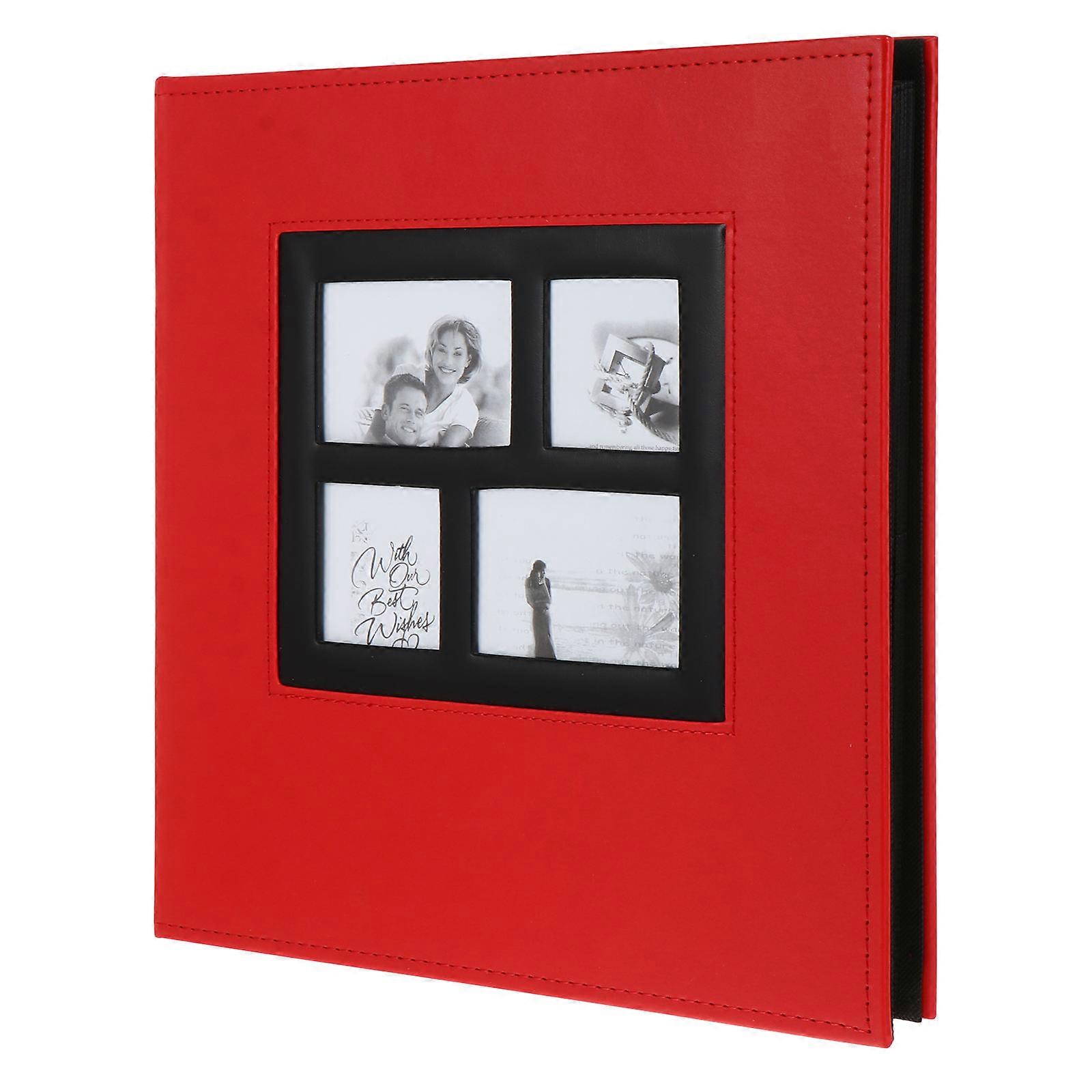 Red imitation photo album book with 400 pockets for elegant photo storage and gifting