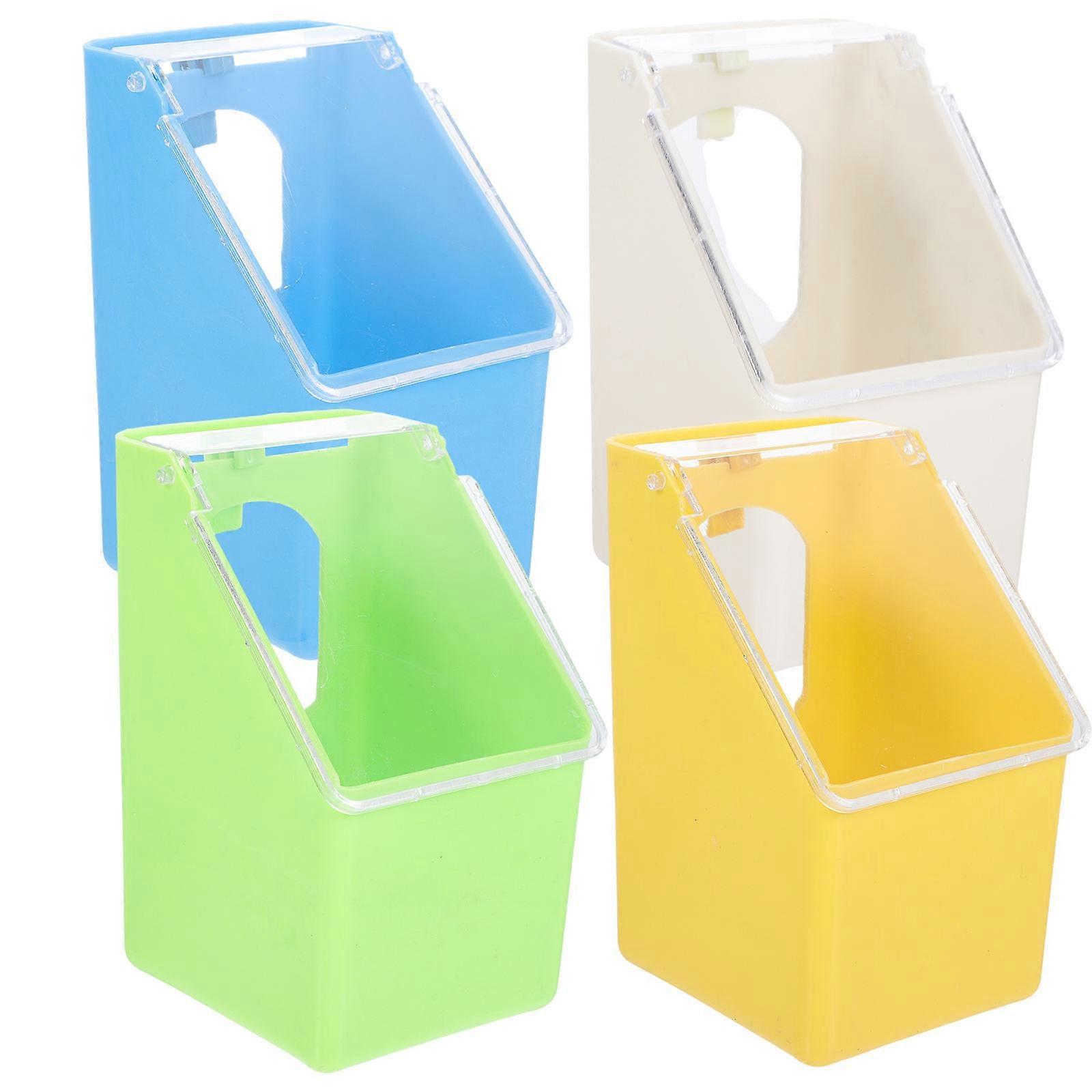 4pcs Multifunctional Hanging Pigeon Feeder Box, Drop Feeding Tray, Thick Material, Compatible with Cages & Floors, Suitable for Parrots & Pet Birds