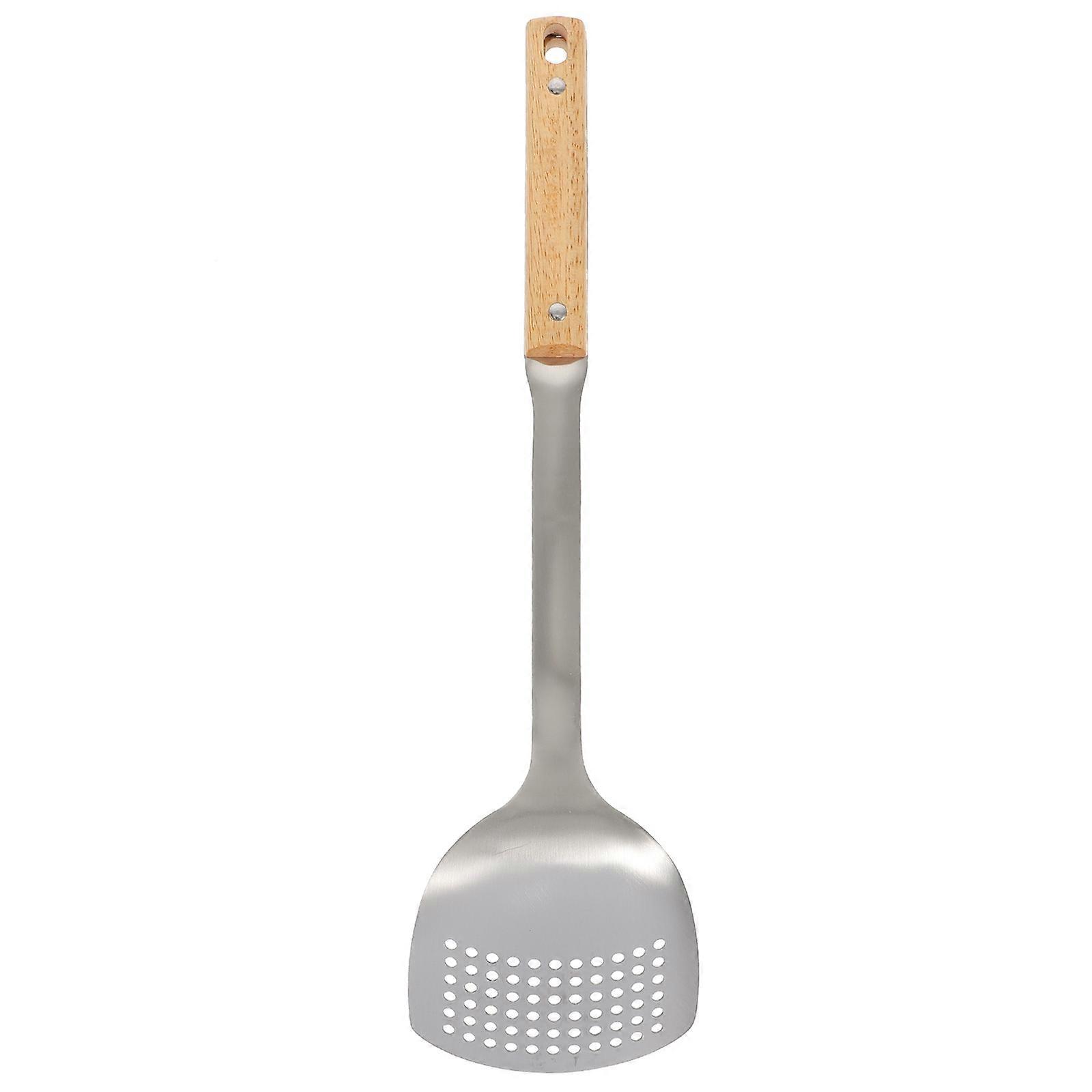 Wok with Wooden Handle Ergonomic Design Easy to Clean for Home Use Silver