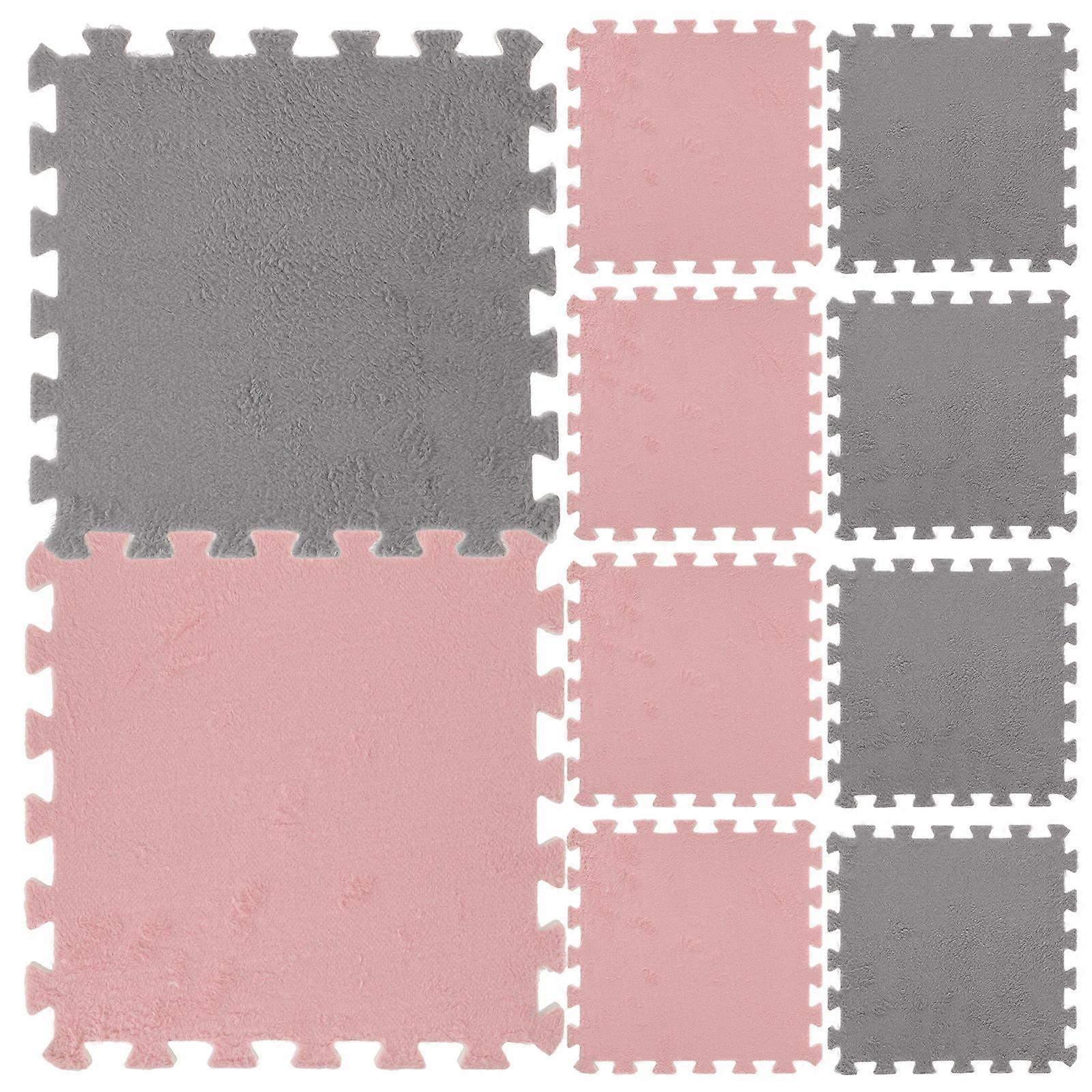 Fuzzy Puzzle Mats 10Pcs Assorted Color Interlocking Tiles Designed For Safe Indoor Play Activities For Young Children
