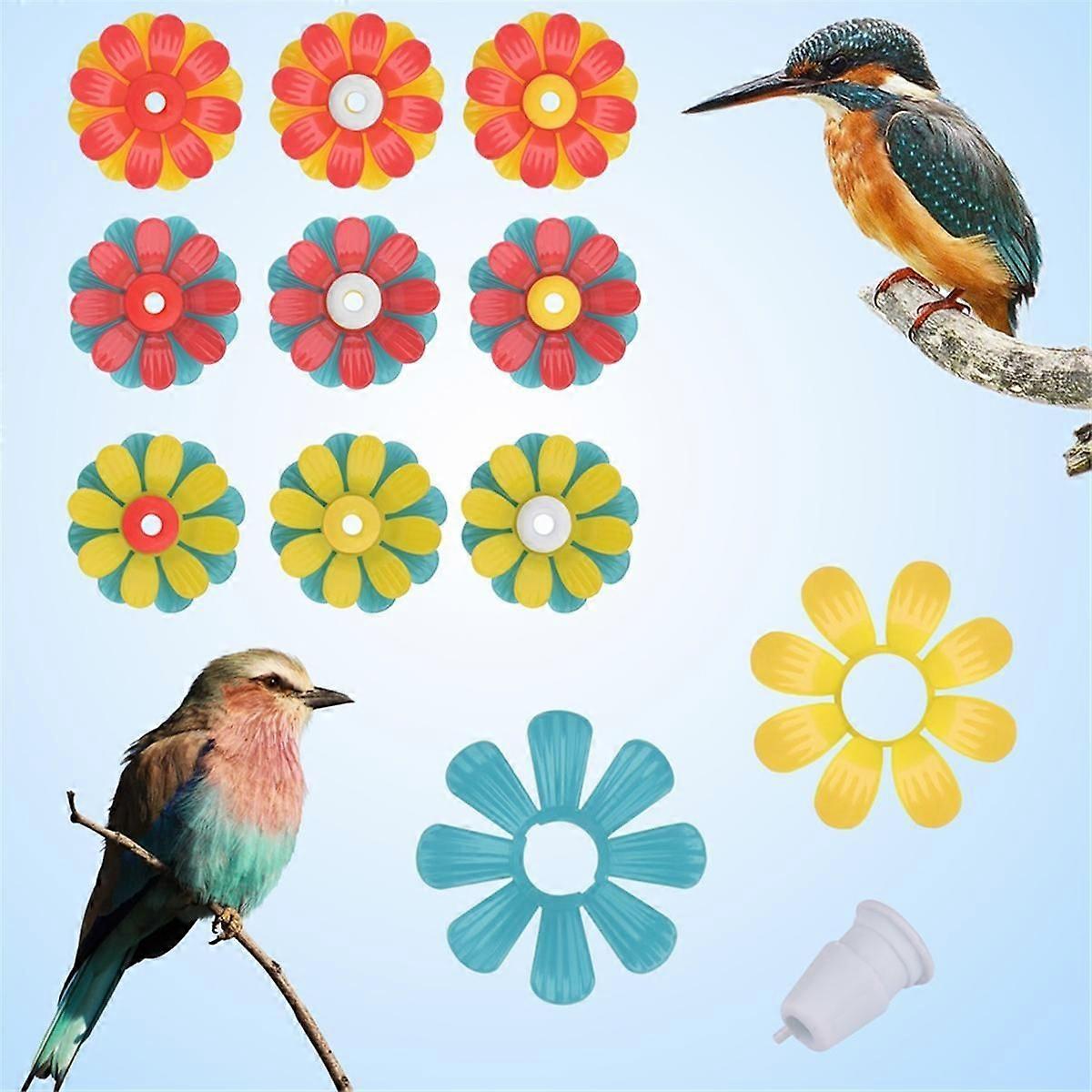 Bird Feeder Flowers,Set Bird Hanging Feeding Ports Replacement Parts Bird Feeder Supplies for Bird Feeder B