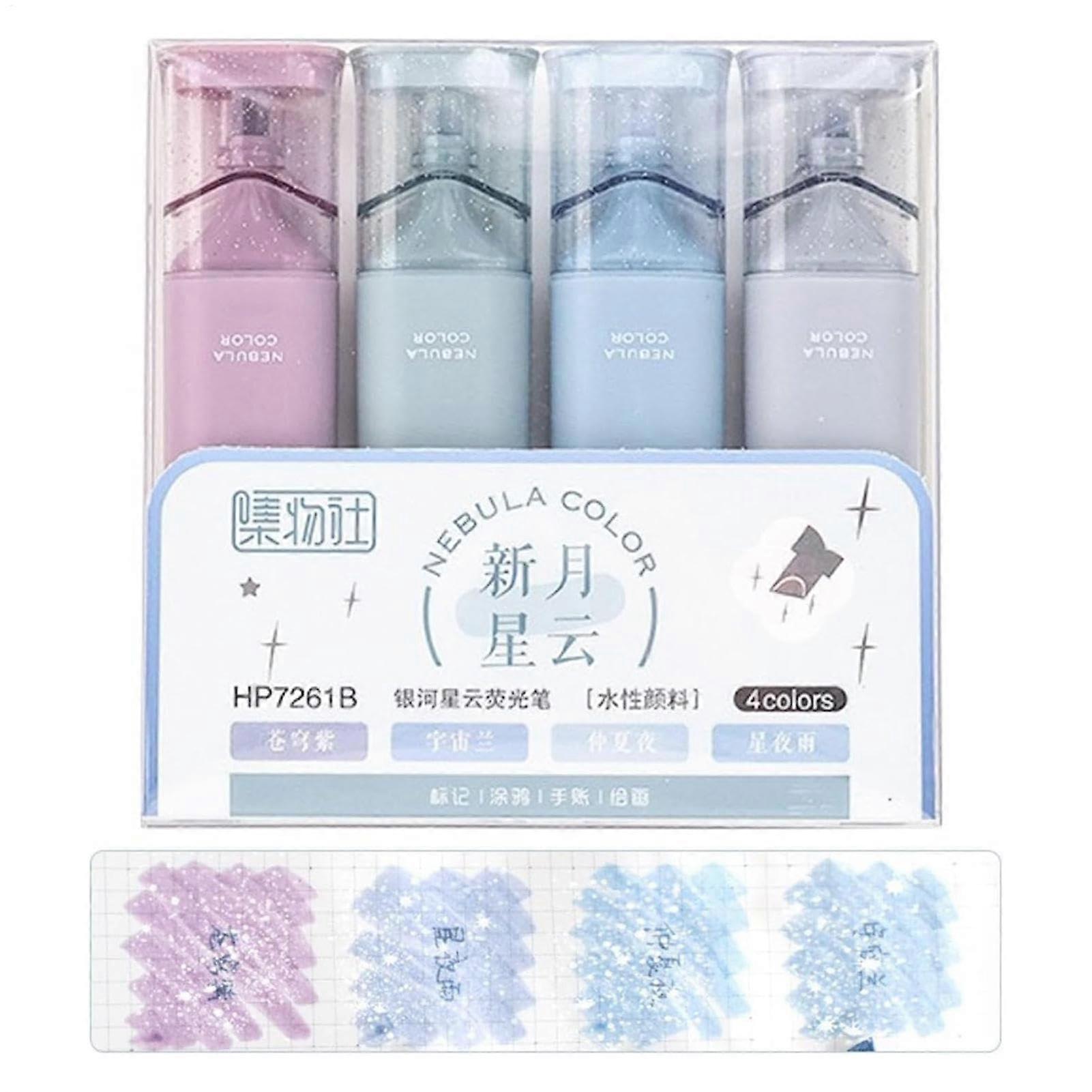 Glitter Highlighters – 4 pastel with sequins, shimmering markers