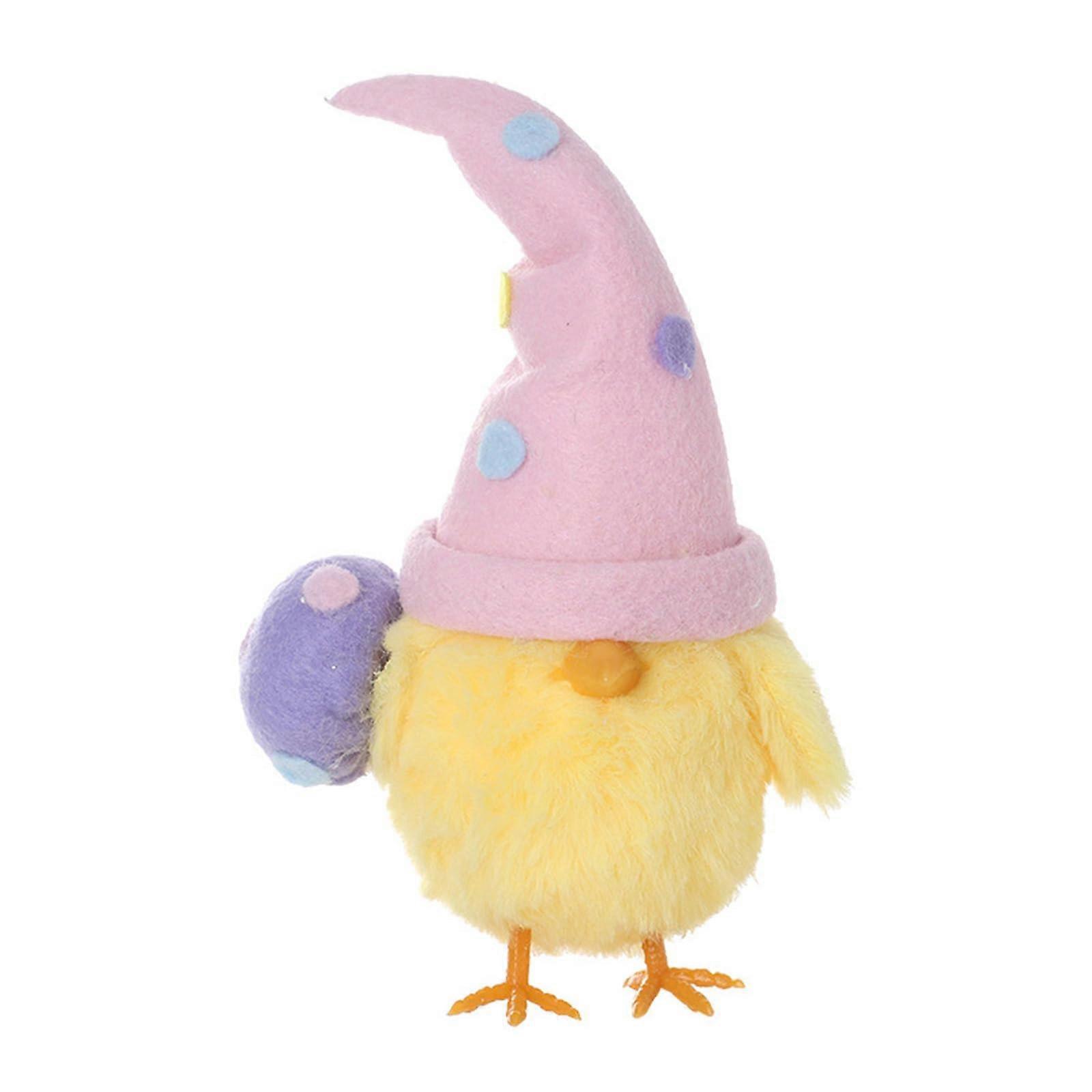 Easters Plush Chick Figurine Handmade Soft Plush Standing Chicken Ornament Spring Tabletop Decor