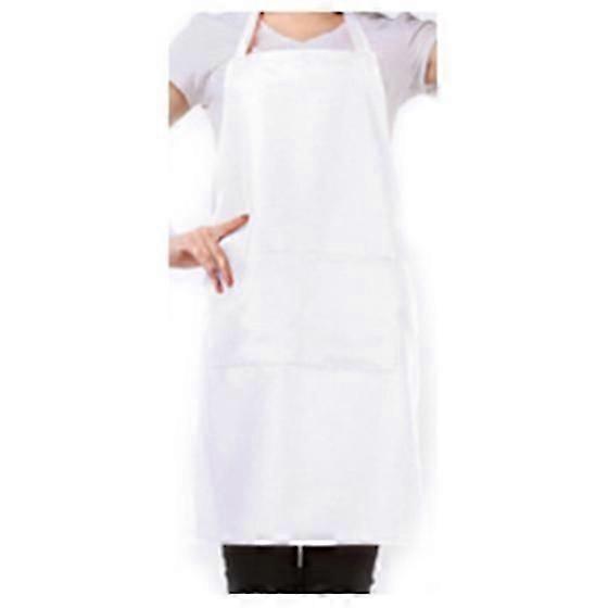Bib Apron with Pockets Thicken Cotton Polyester Blend Cooking Kitchen Restaurant(white)