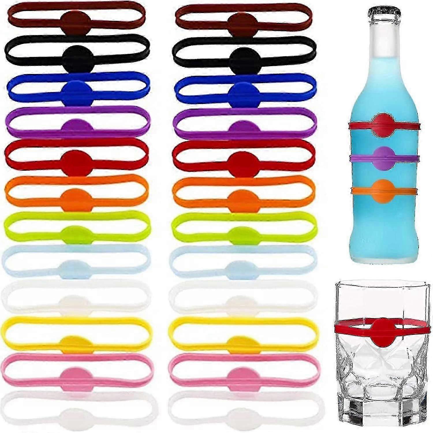 24pcs δείκτες ποτών σιλικόνης, γοητείες ποτηριών κρασιού για την αναγνώριση κονσερβών κουτιών ποτηρίων πάρτι, δείκτες γυαλιού για το ποτό-mxbc