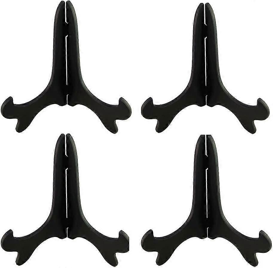 Katea Black 6" Wood-like Plastic Easels Plate Display Stands Picture Frame Stand Holder-set Of 4