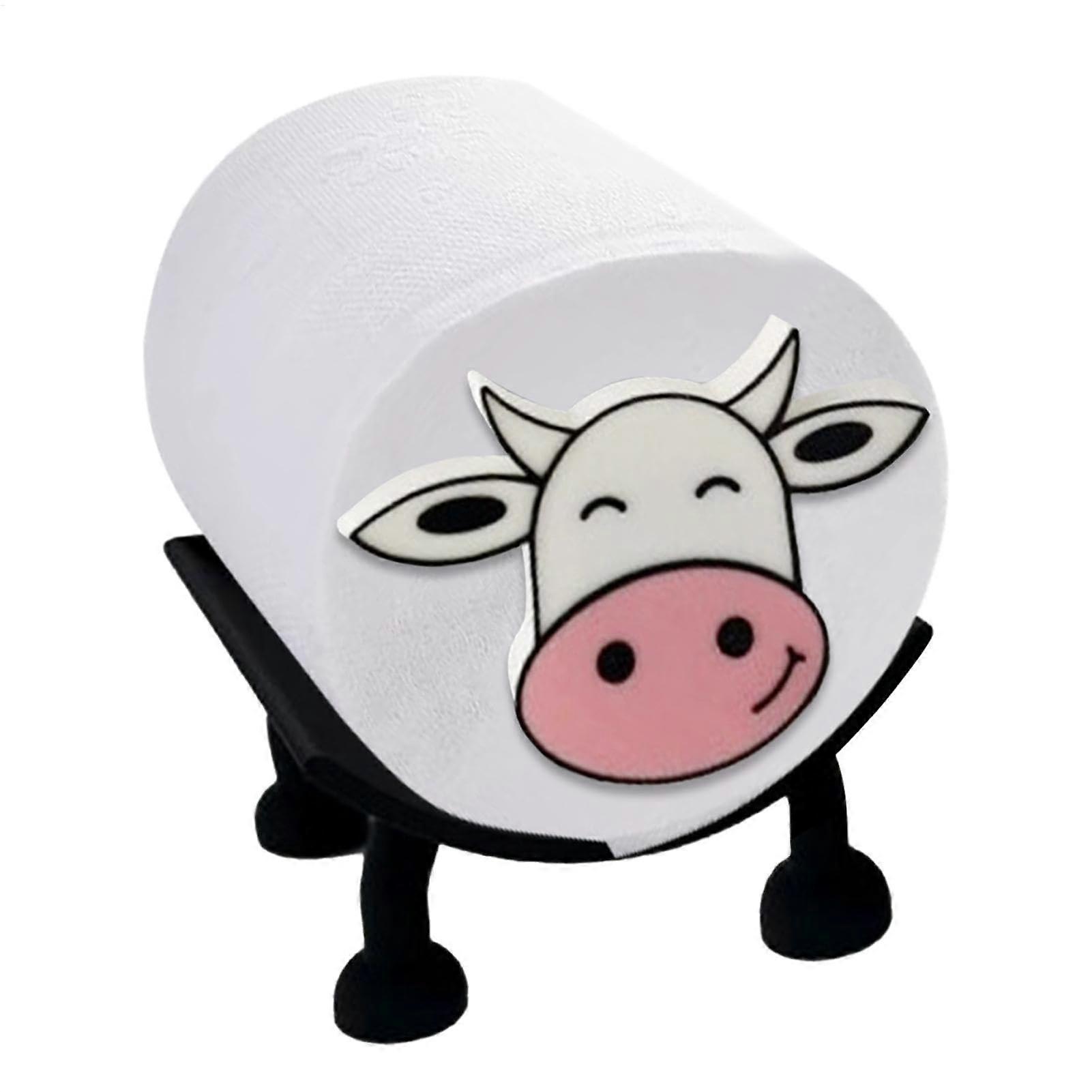 Tissue Roll Holder with Cartoon Cow Motif