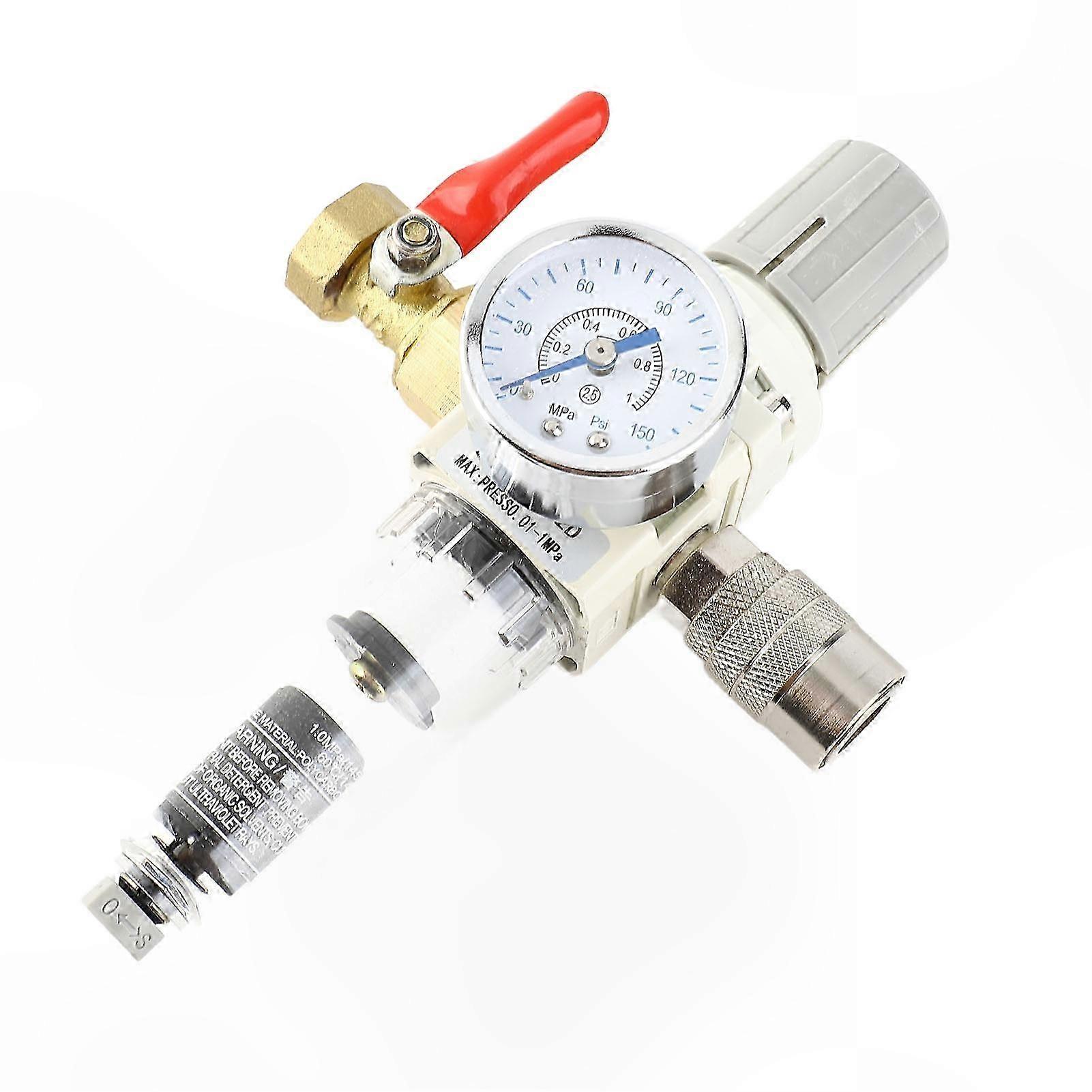 1/2in NPT Air Compressor Filter with Auto Drain, 150PSI Gauge & Valve Switch for Moisture Control