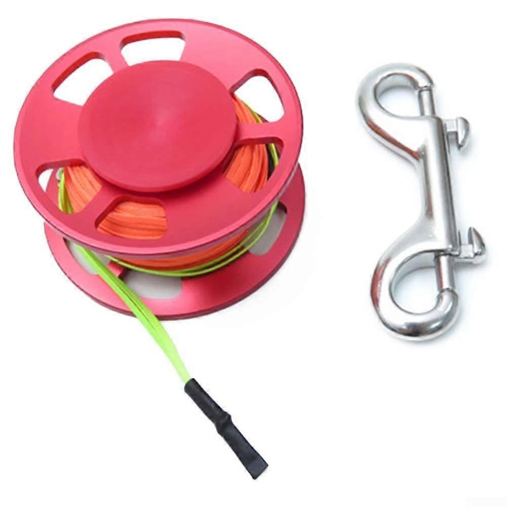 Underwater Adventure Essential Compact 30M Dive Reel with Operation and Robust Double Hook (Red)
