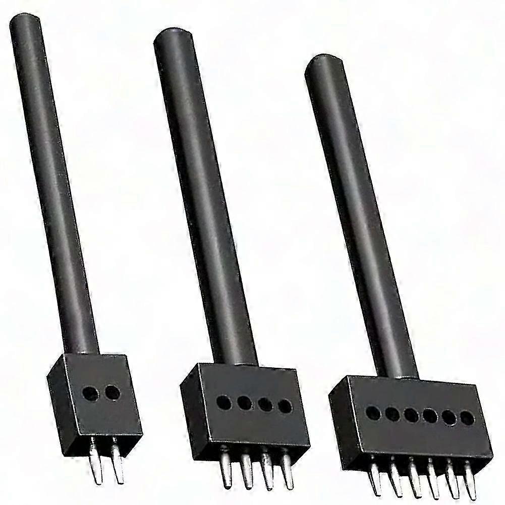3Pcs Leather Punch Tool Set - 5mm Round Hole Punch, 2/4/6mm Circular Cut Chisel for Lacing & ing