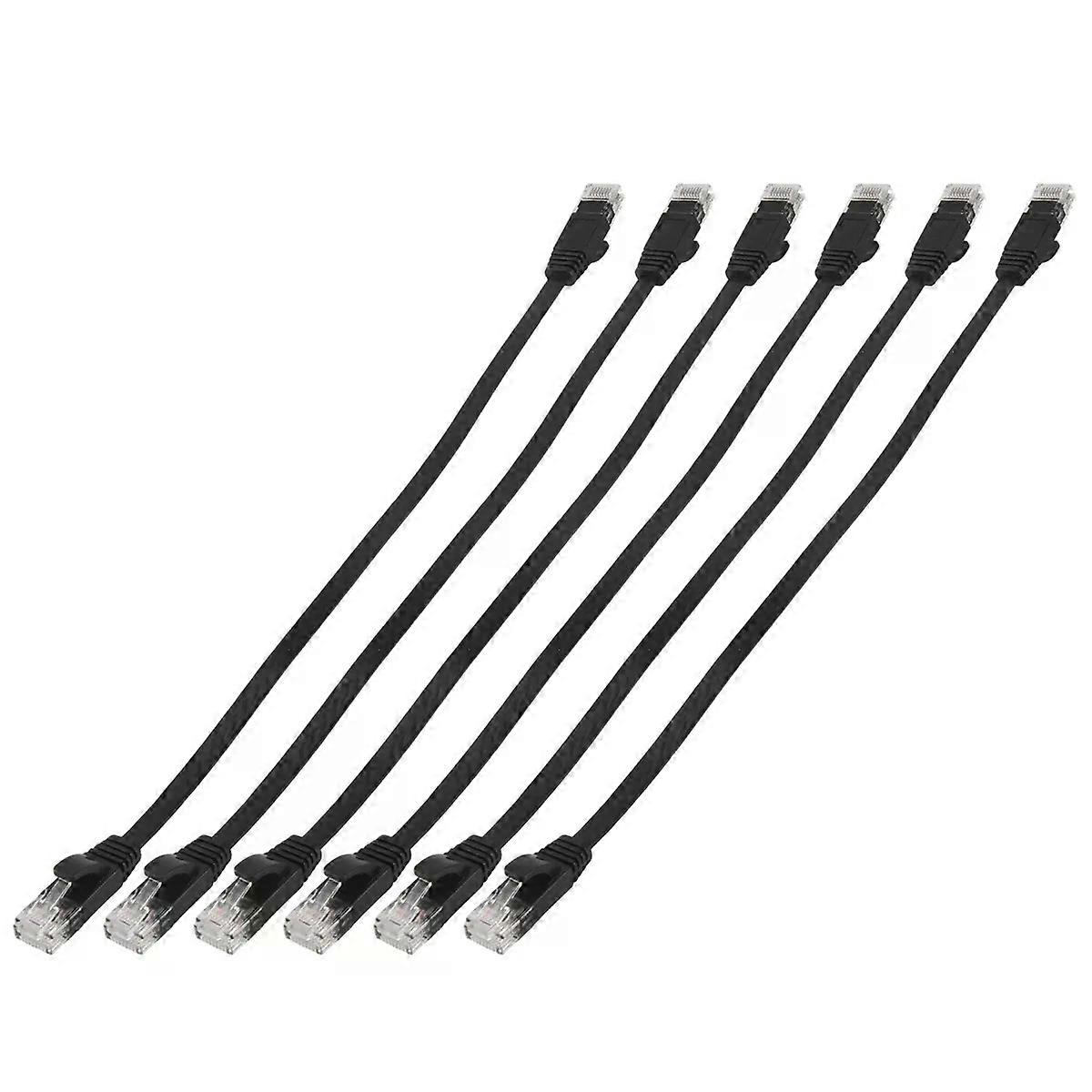 6 Pcs 1 Ft Flat Internet Network Cable Solid Cat6 High Speed Patch Lan Wire With Snagless Rj45 Connectors