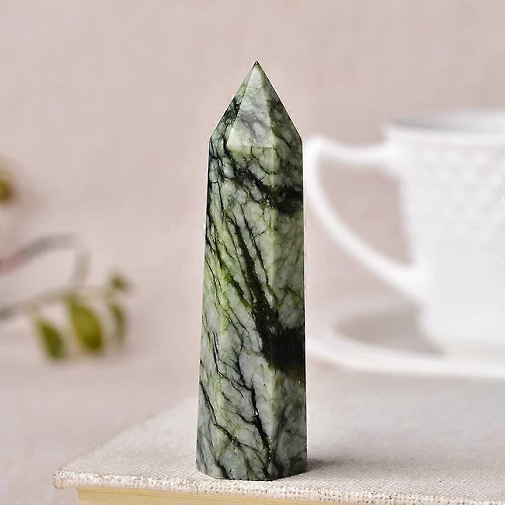 36 Color Natural Stones and Crystal Point Wand Stone Tower Energy Ore Mineral Polished Crafts Home Decoration,Tree Texture Stone,50,60mm