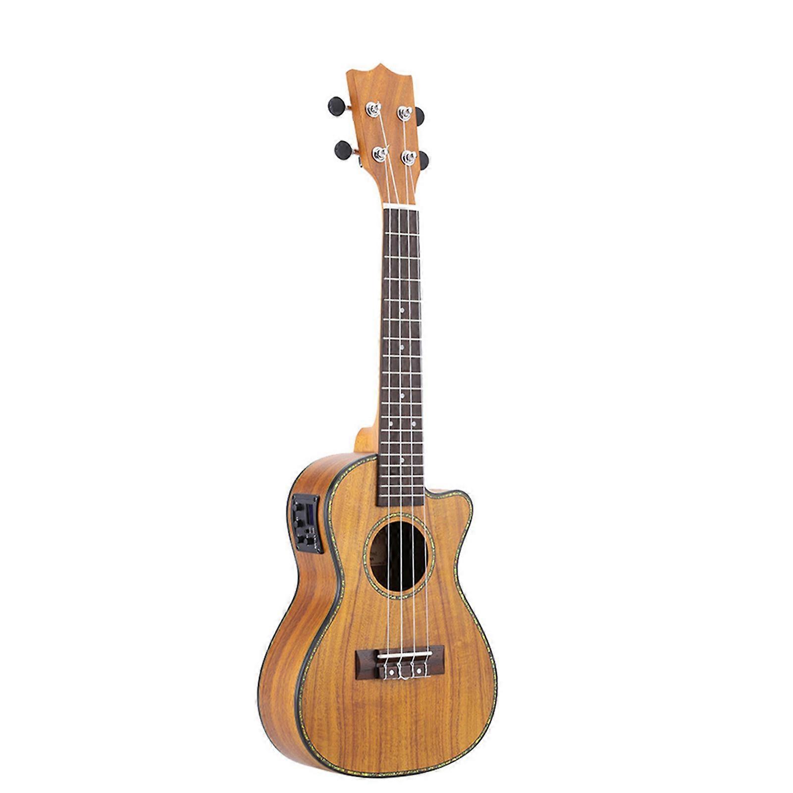 Ukulele Cutaway de 24 polegadas com LED EQ Koa Wood & Cowry Shell Trim