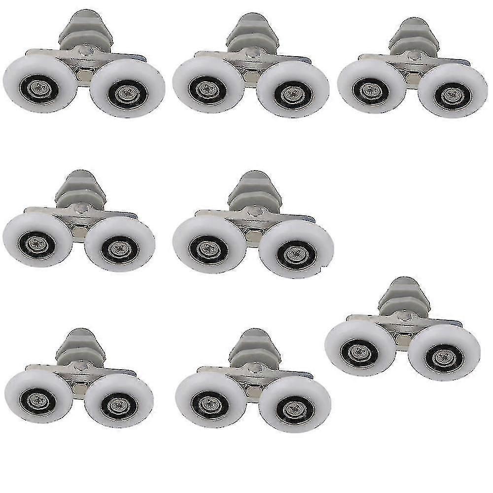 Shower Door Wheels 8pcs - Double Twin Top/Bottom Rollers for Bathroom Door Replacement