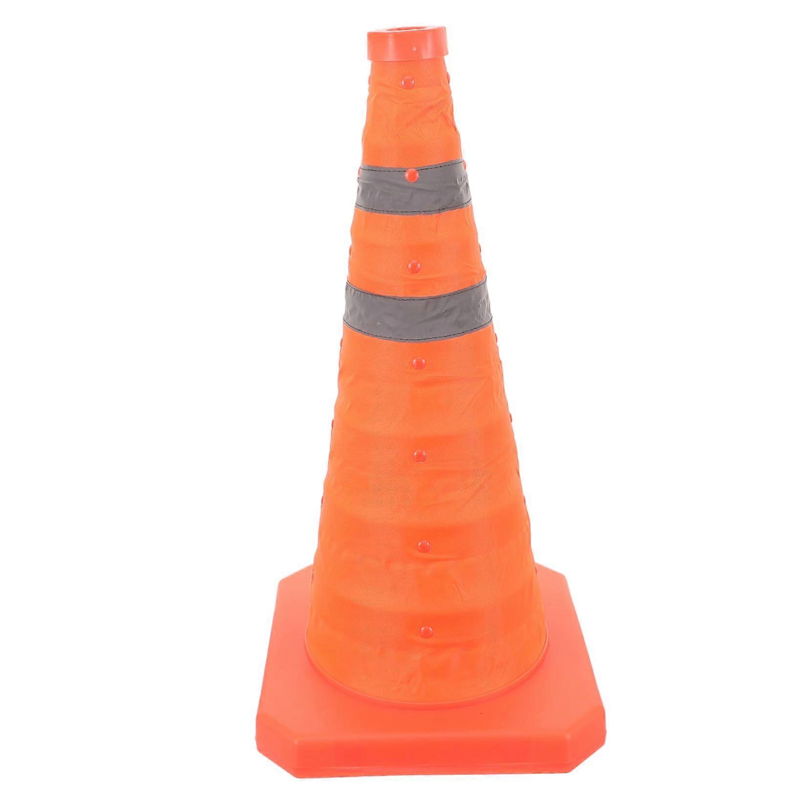 Collapsible Traffic Cone Foldable Safety Cone For Parking Lots, Reflective Stripes, PVC, 12In, Fast Setup, Orange