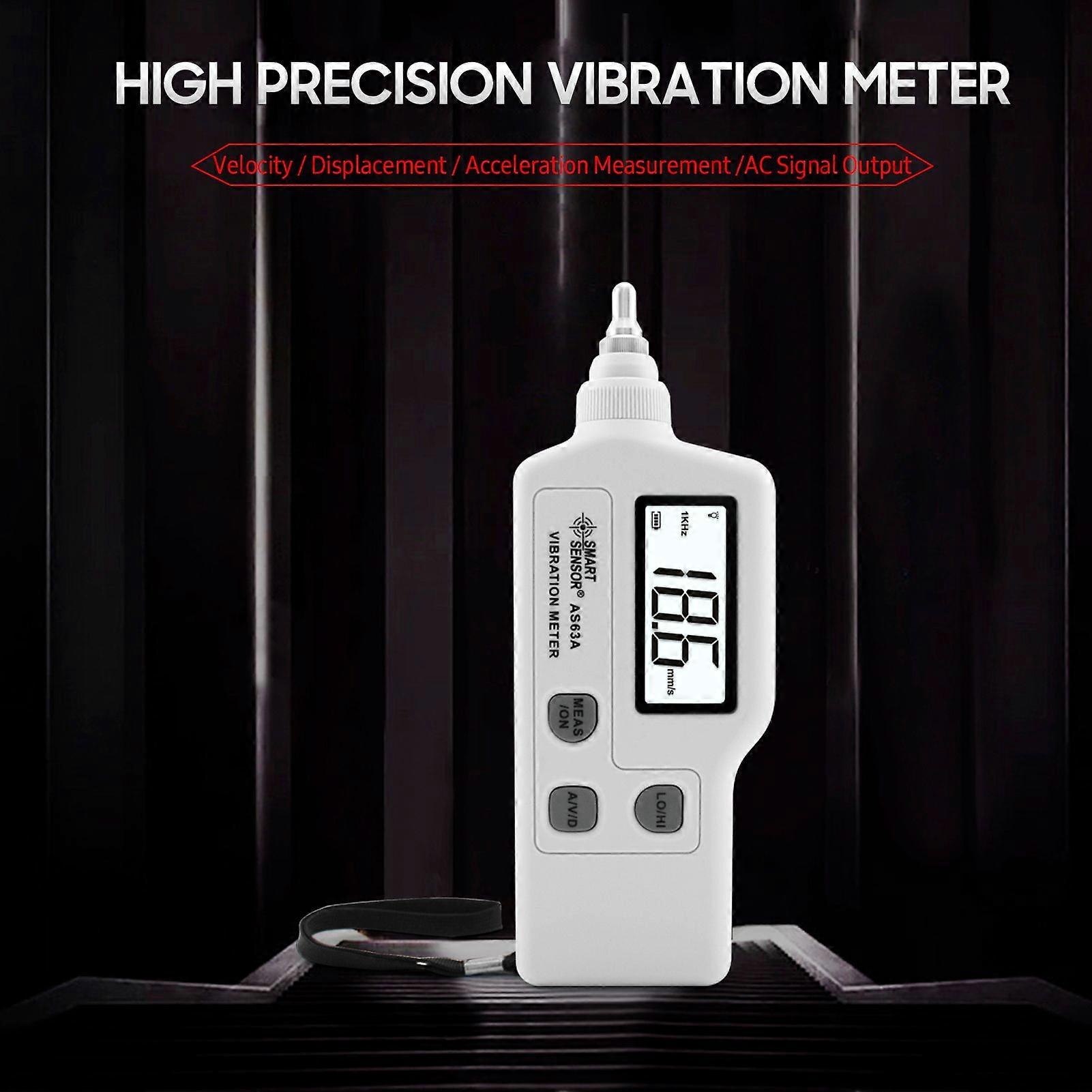 SMART SENSOR AS63A Digital Vibration Meter with LCD Screen Vibration Analyzer Tester AC Output Acceleration / Velocity / Displacement Measurement