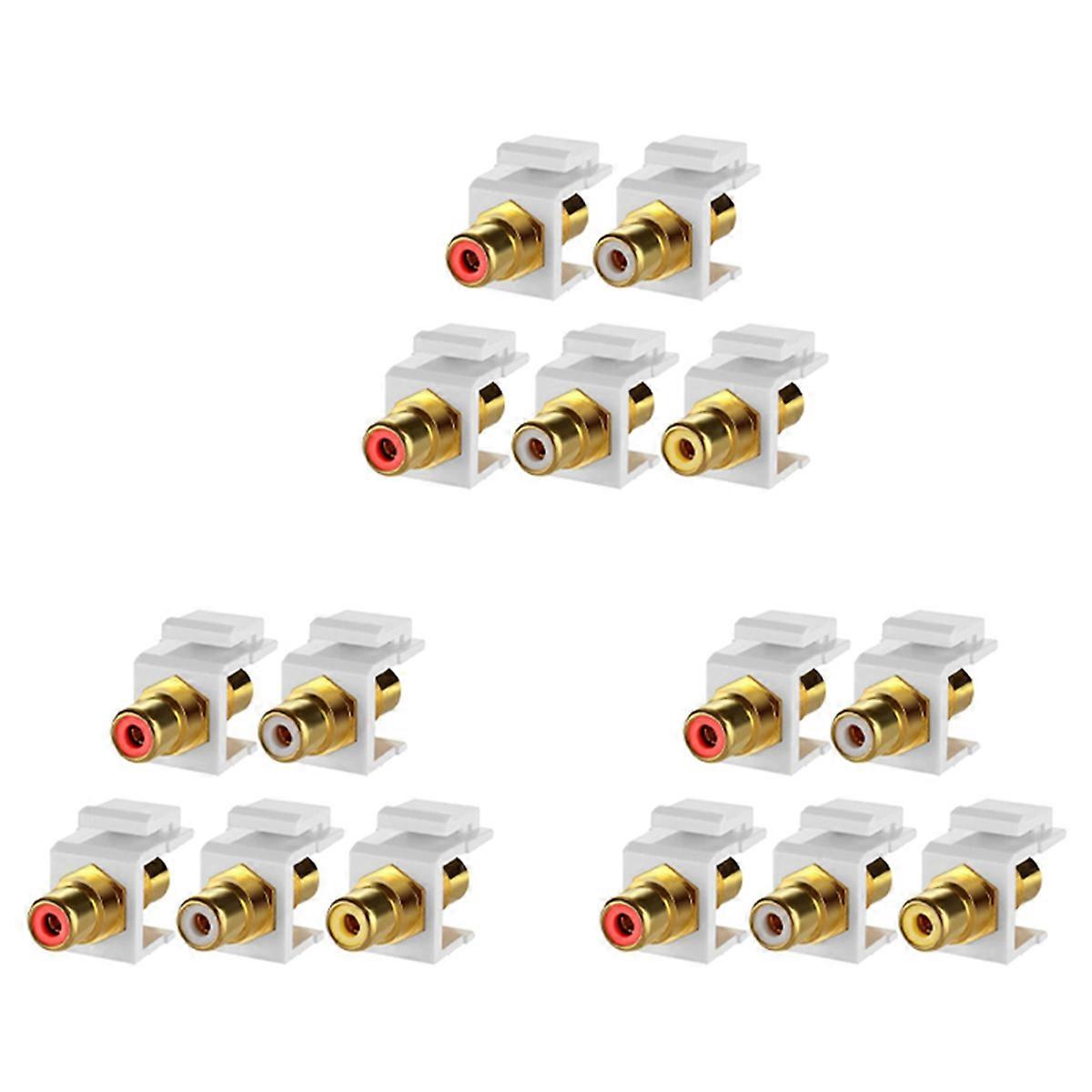 15-Pack Jack Insert Connector Socket Female Snap in Adapter Port Gold Plated Inline Coupler for Wall
