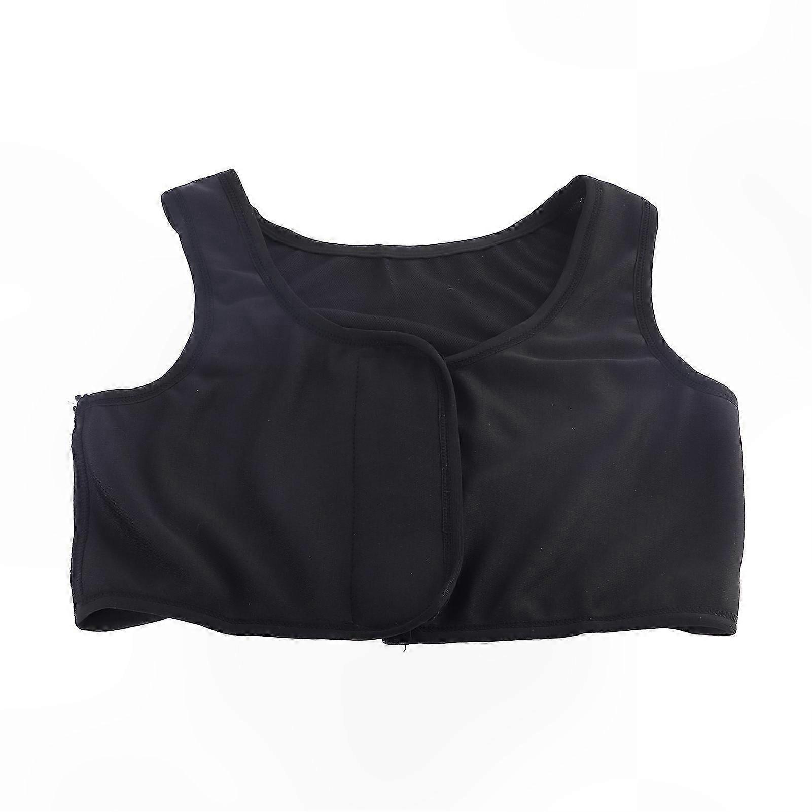 Breathable Mesh Chest Binder with Adjustable Front Hook and Reinforced Polyester - Black XXL