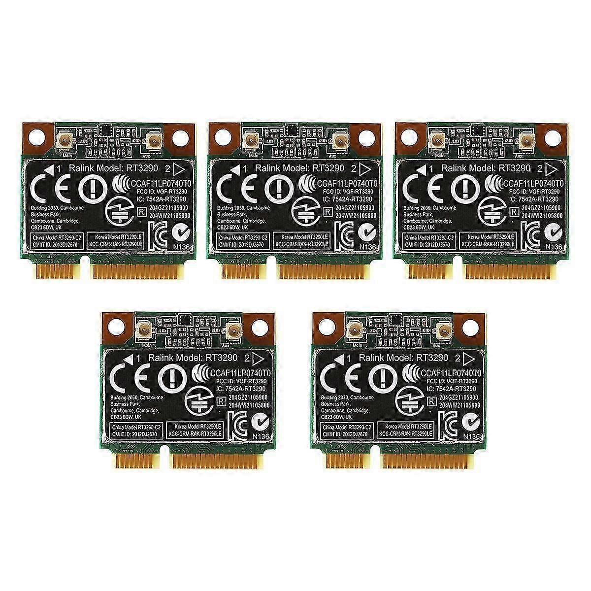 5PCS Wireless WLAN Card with RT3290 Chip, 150Mbps Speed, 2.4Ghz Frequency, Supports 802.11B/G, WIFI & Bluetooth BT 4.0, Half Mini PCI-E Form Factor