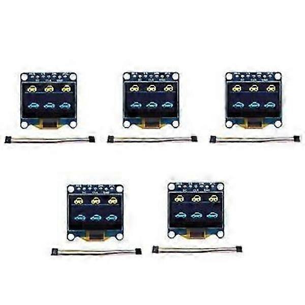 0,96 Zoll OLED Display Modul SPI / I2C Kommunikation Gelb Blau Display 128x64 Auflösung für Arduino, 5 Stück
