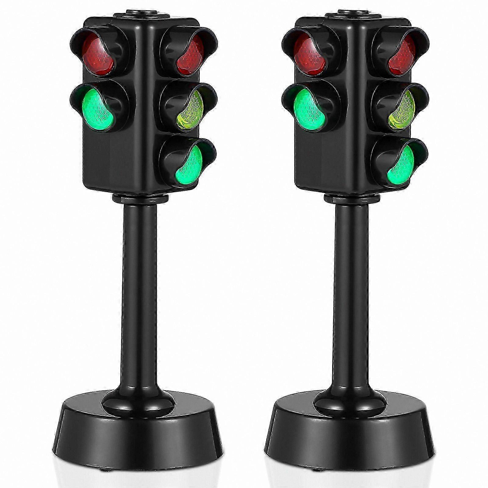2 Pack Traffic Signal Toys for Kids - Simulation Road Marker Lights Model