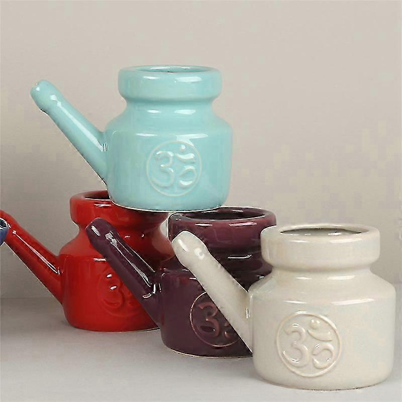 350Ml Ceramic Neti Pot Nose Cleaning Pot,Blue
