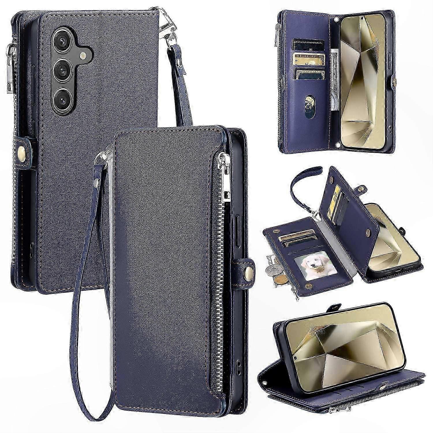 Slim Wallet Case with Strap - TPU and PU Leather Cover for Galaxy A16 5G/4G