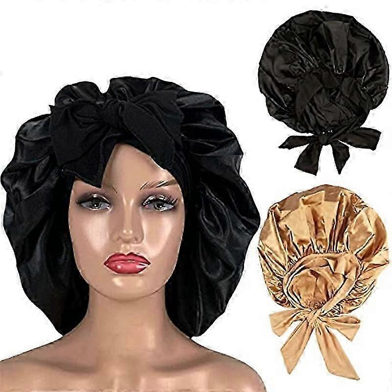 2 Pieces Satin Bonnets for Women, Silk Sleeping Cap