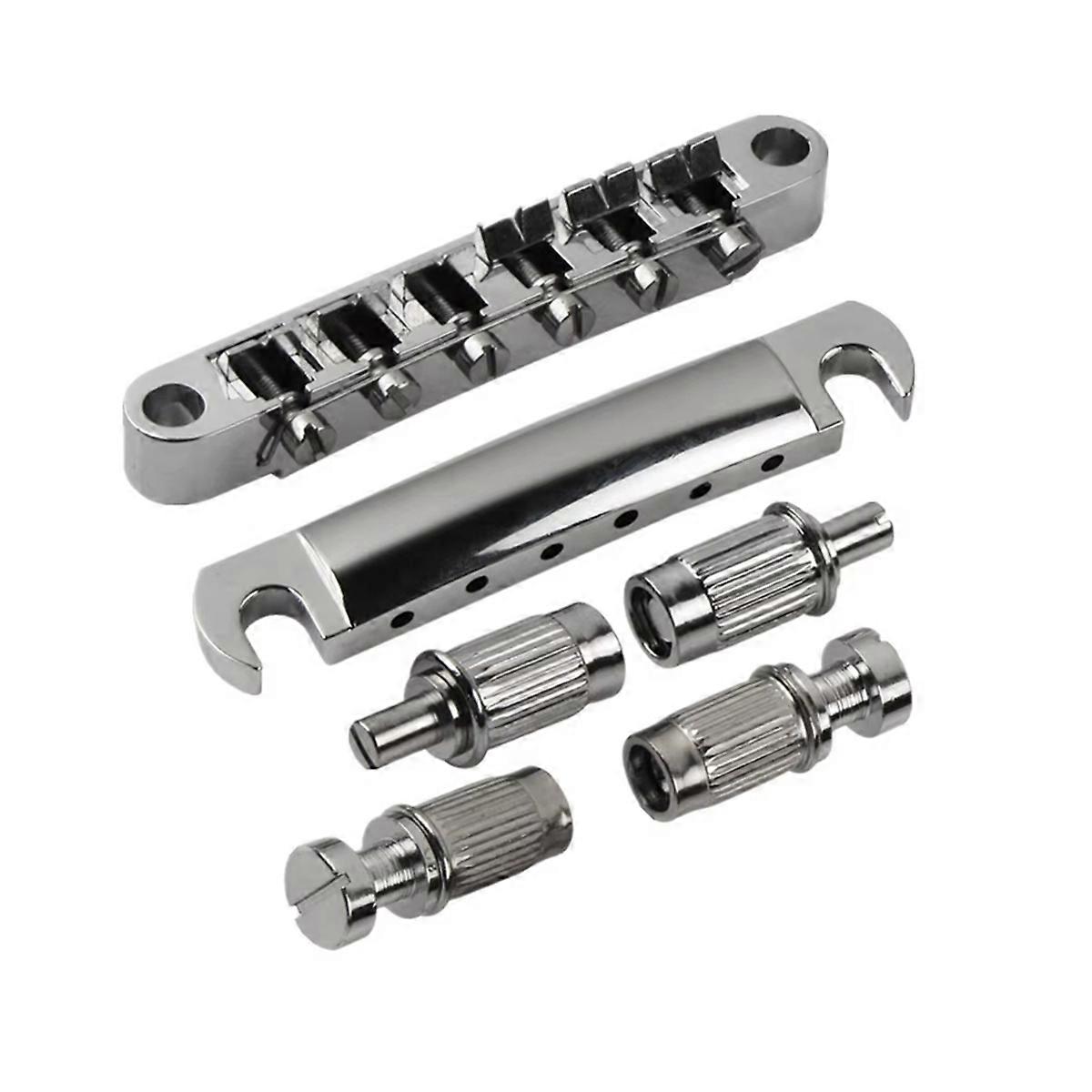 Vintage LP Guitar Bridge & Tailpiece Set, Compatible with LP Electric Guitars, Enhanced Durability & Tone Silver