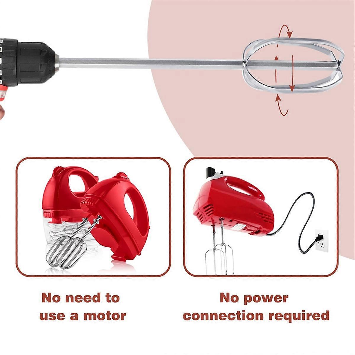 Hand Mixer Beaters Used with Standard Hand Drill,Meat Chopper,Potato Masher, for Stirring Eggs,Chocolate,Butter