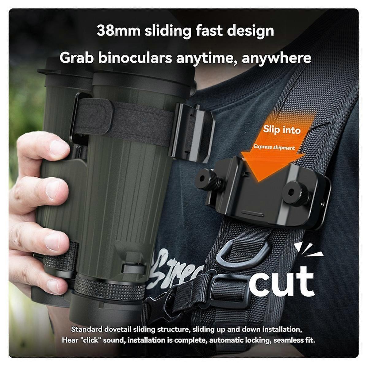Telescope Mount 38MM Quick Release Plate 1/4 Screw Supports 360 Rotation for Monoculars Binoculars Backpack Mount