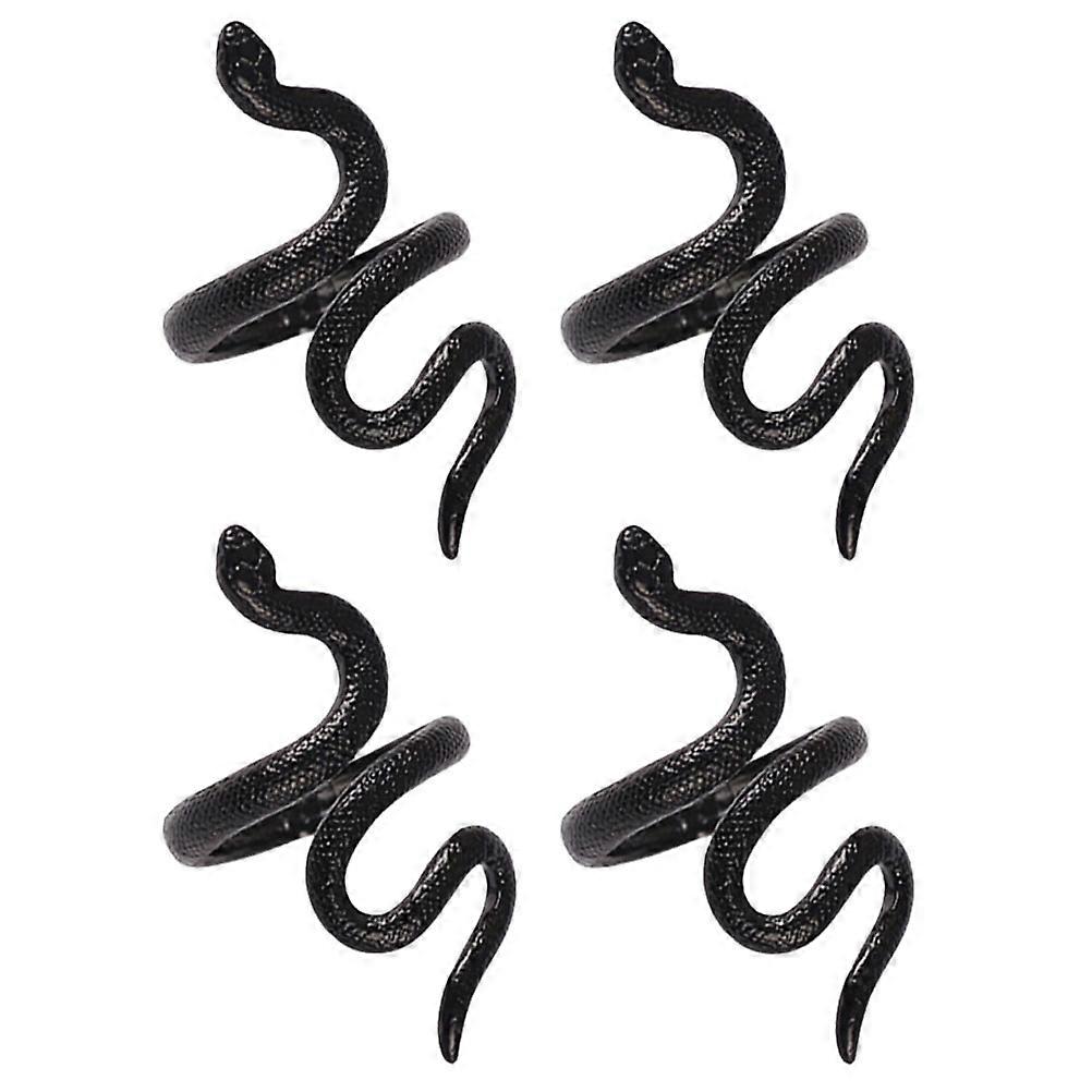 Black Adjustable Snake Shaped Ring for Women Gothic Punk Style Alloy Decorative Jewelry Size 68