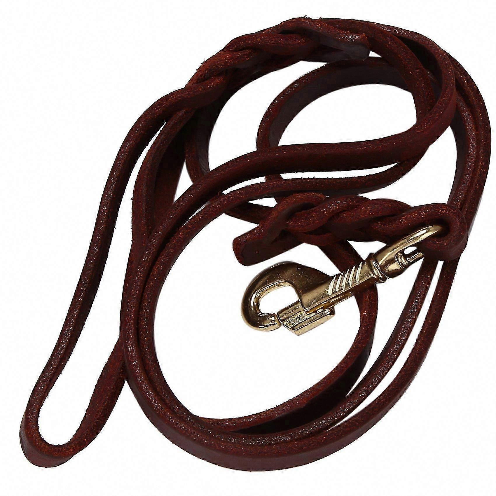 2M Long Leather Braided Traction Strap Leash Lead for Dogs