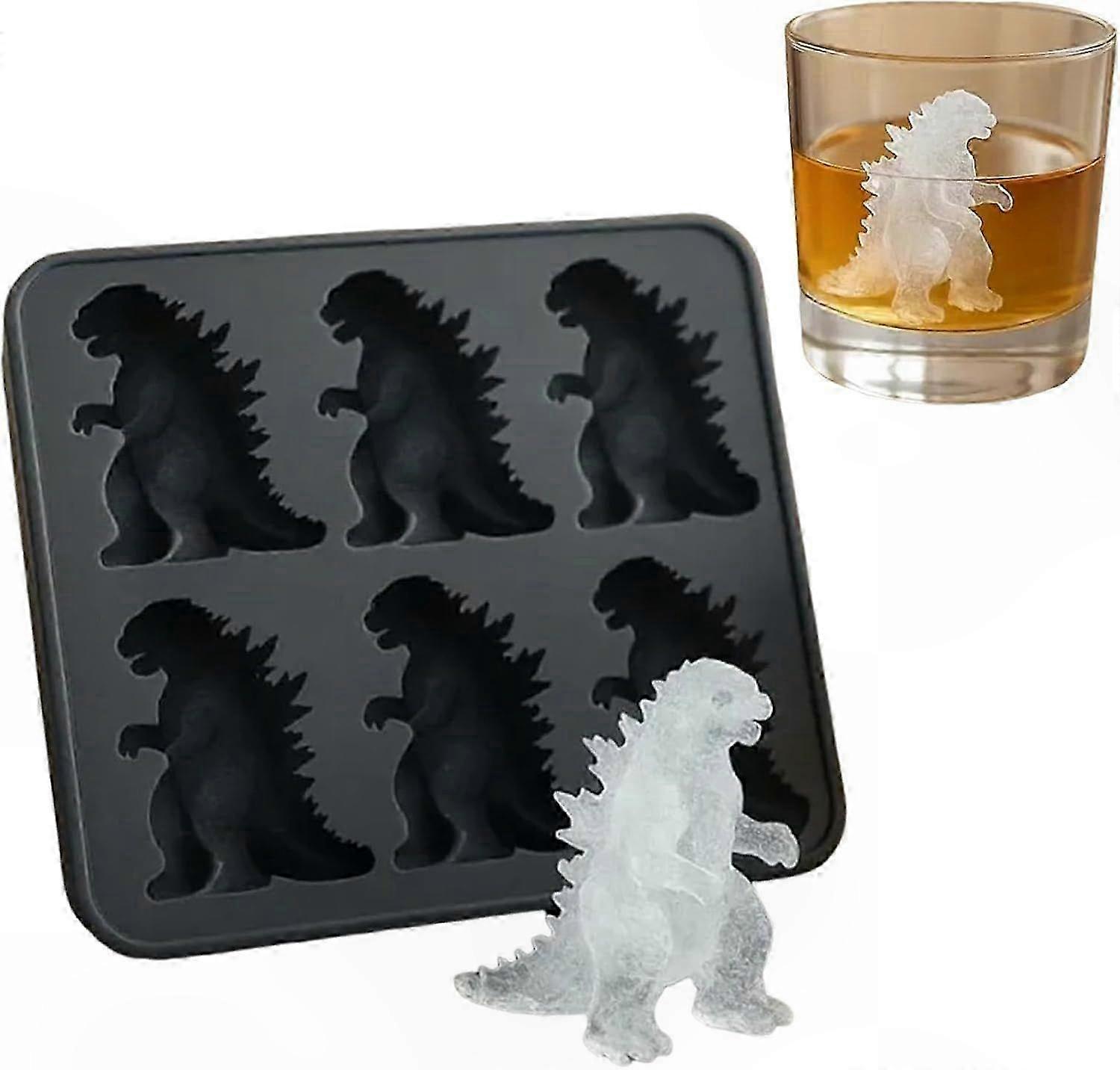 Dino-Shaped Ice Cube Tray with Lid, 6-Cavity Freezer-Safe Mold for Summer Drinks, Easy Fill & Release Cocktail Party Accessory