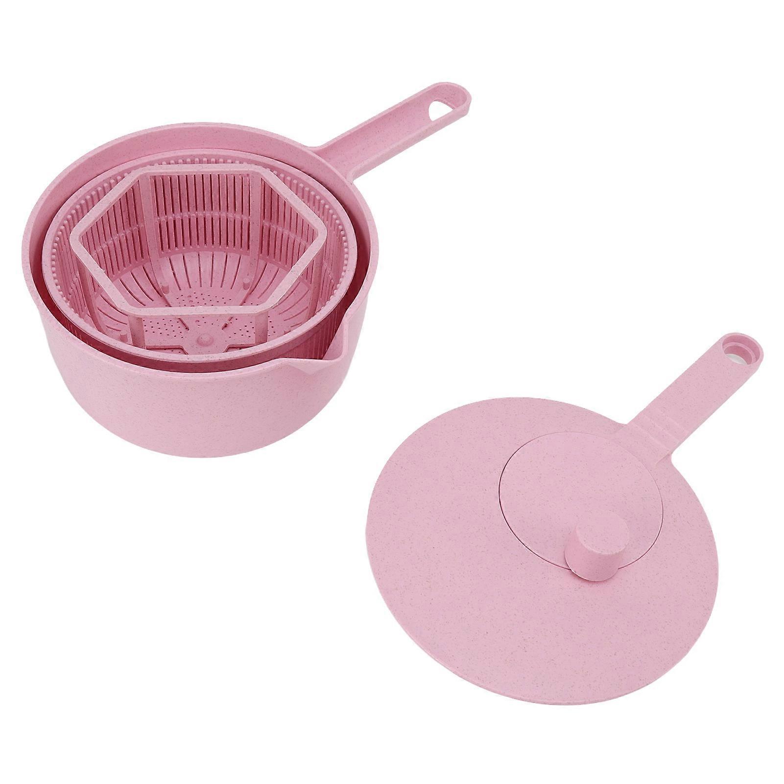 Wheat Straw 30cm Pink Vegetable Dryer Salad Spinner 656g