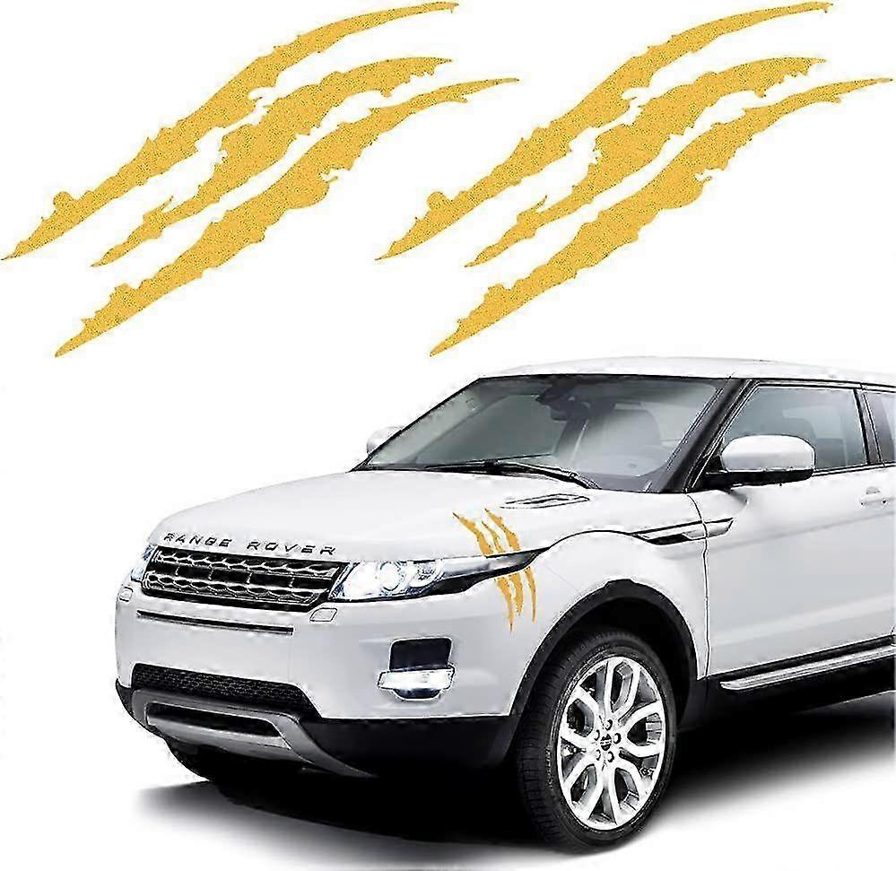 2PCS Claw Marks Decal Reflective Sticker for Car Headlamp (yellow)