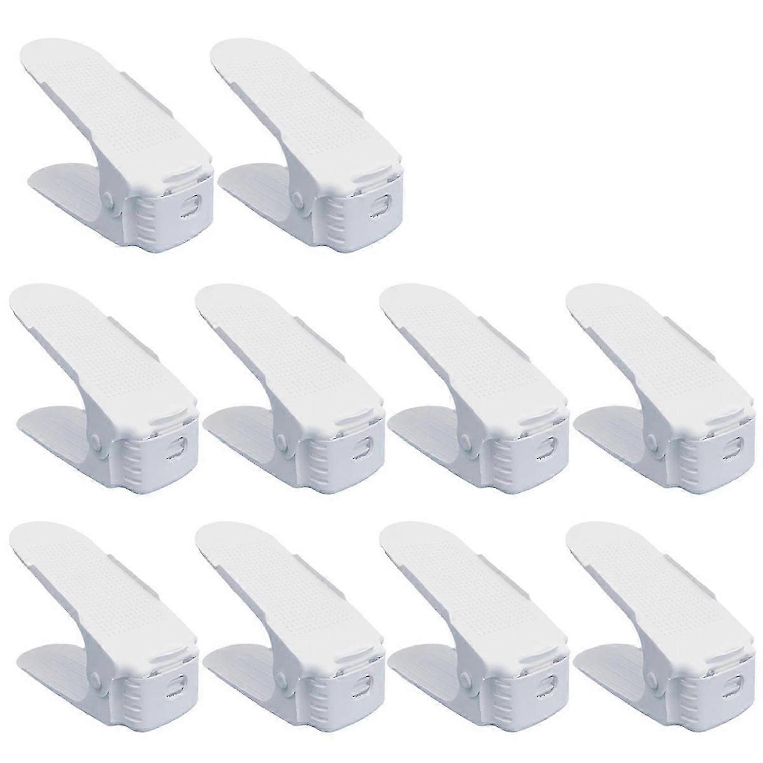 10PCS Double Layer Space Saving Shoe Rack Storage Holder,White