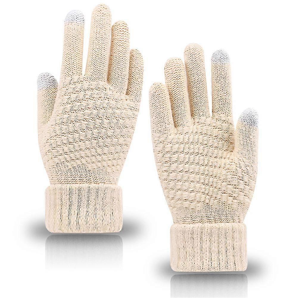 Winter Knitted Warm Gloves for Women Soft Comfortable Touch Screen Gloves for Fishing Camping