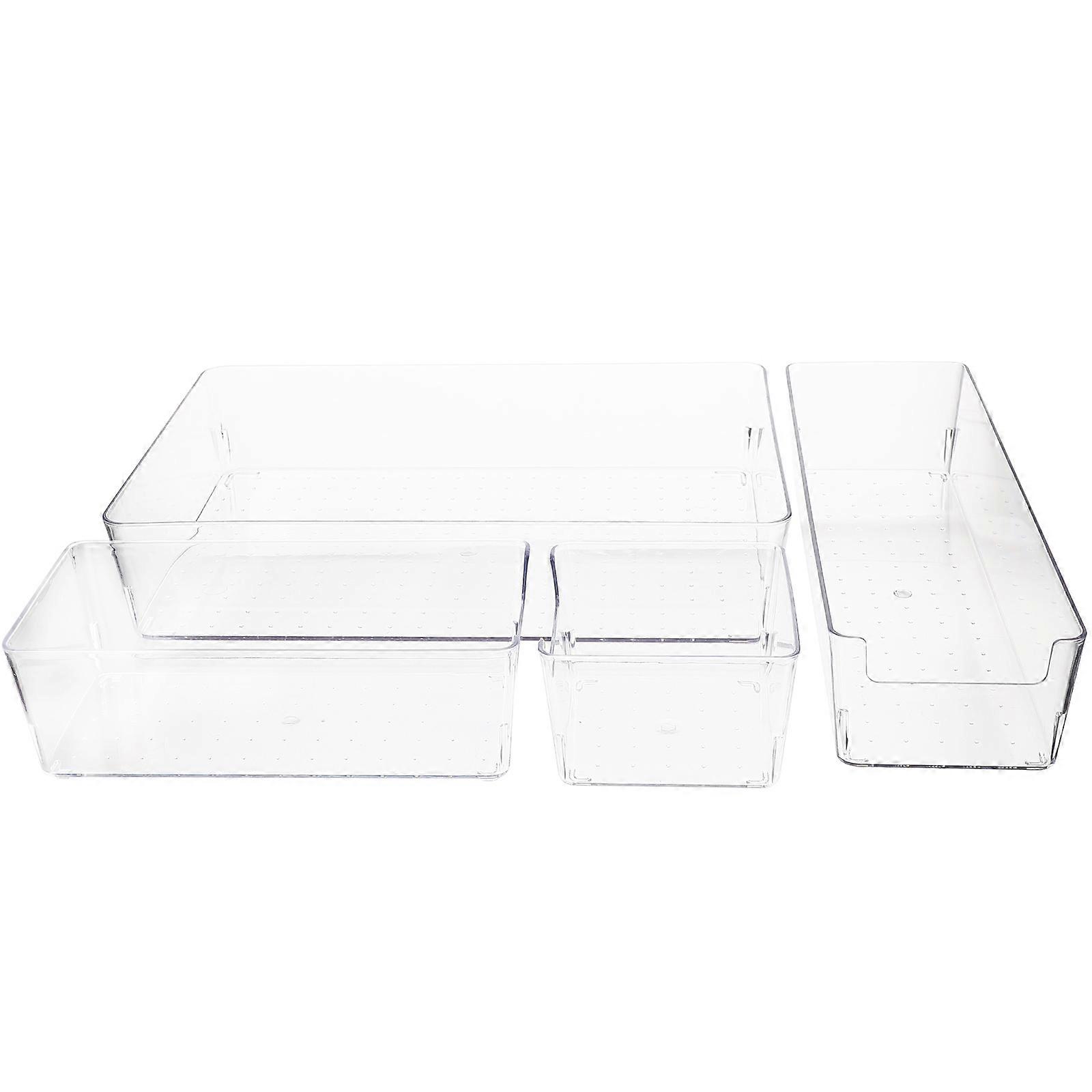 Desk Drawer Organizer Plastic Transparent Storage Bin for Storage 8Pcs